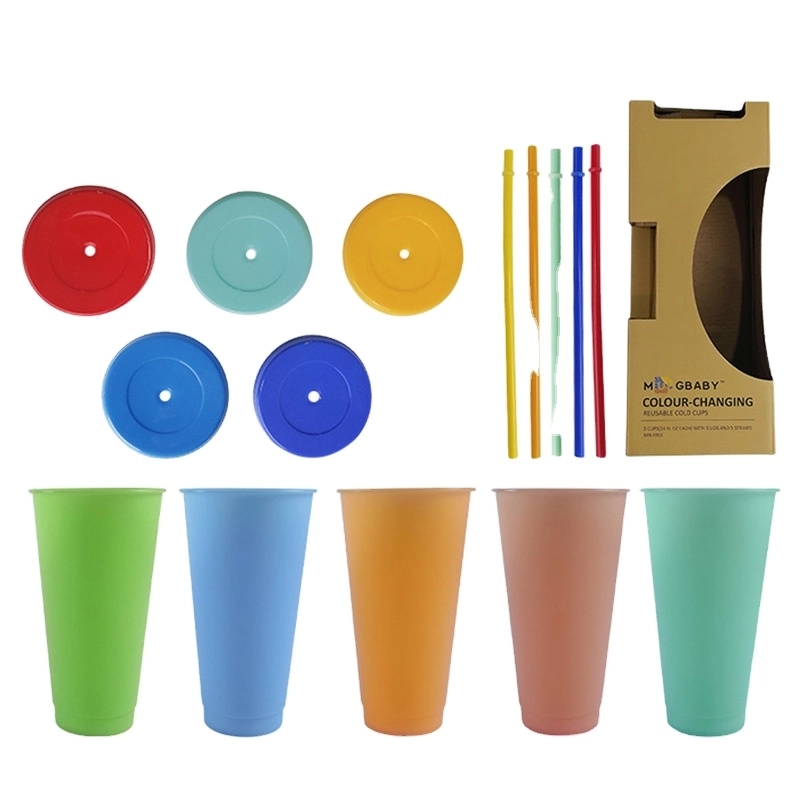 24oz Pastel Colored Plastic Cups with Lids and Straws 13