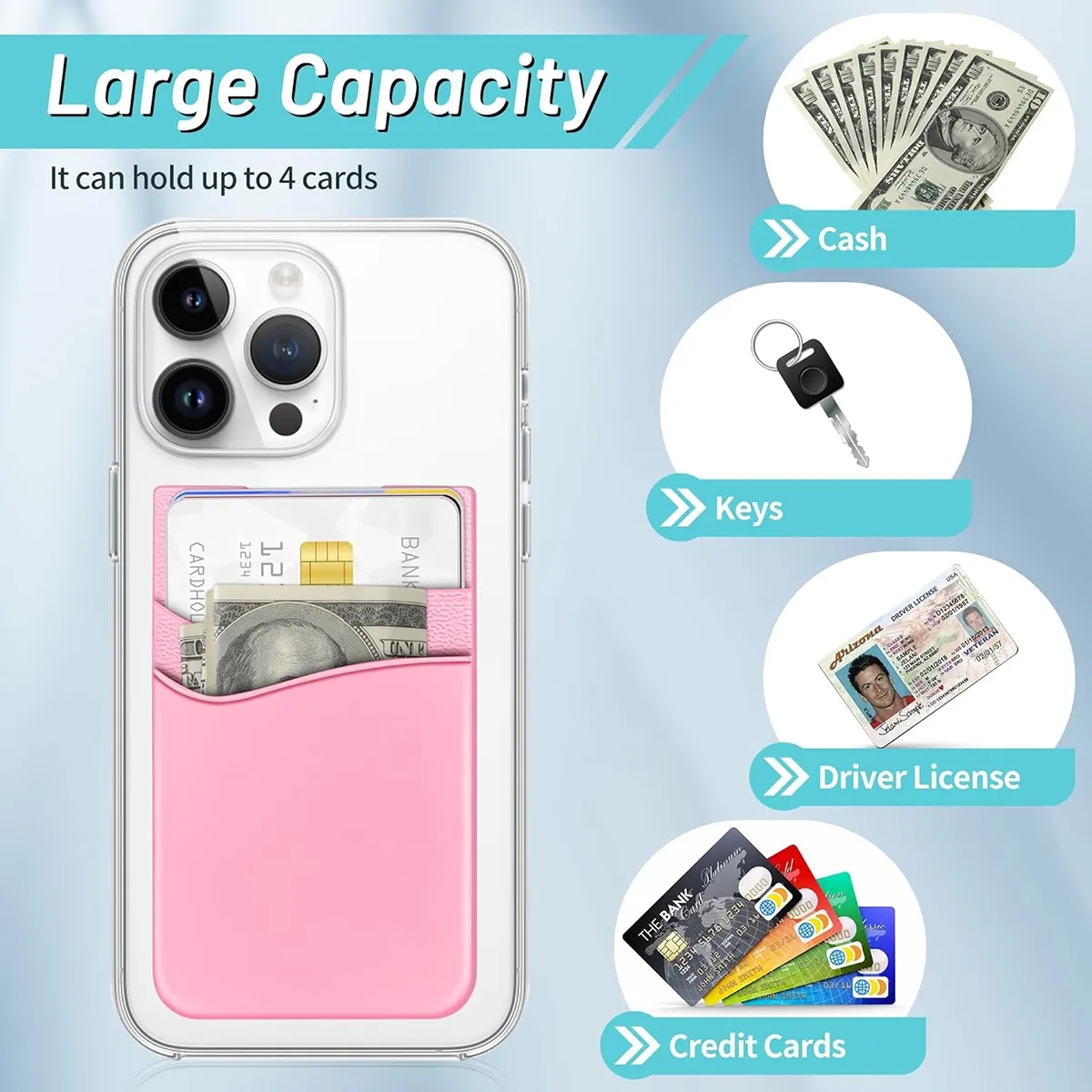 Ultra Slim Double Silicone Phone Card Holder 4