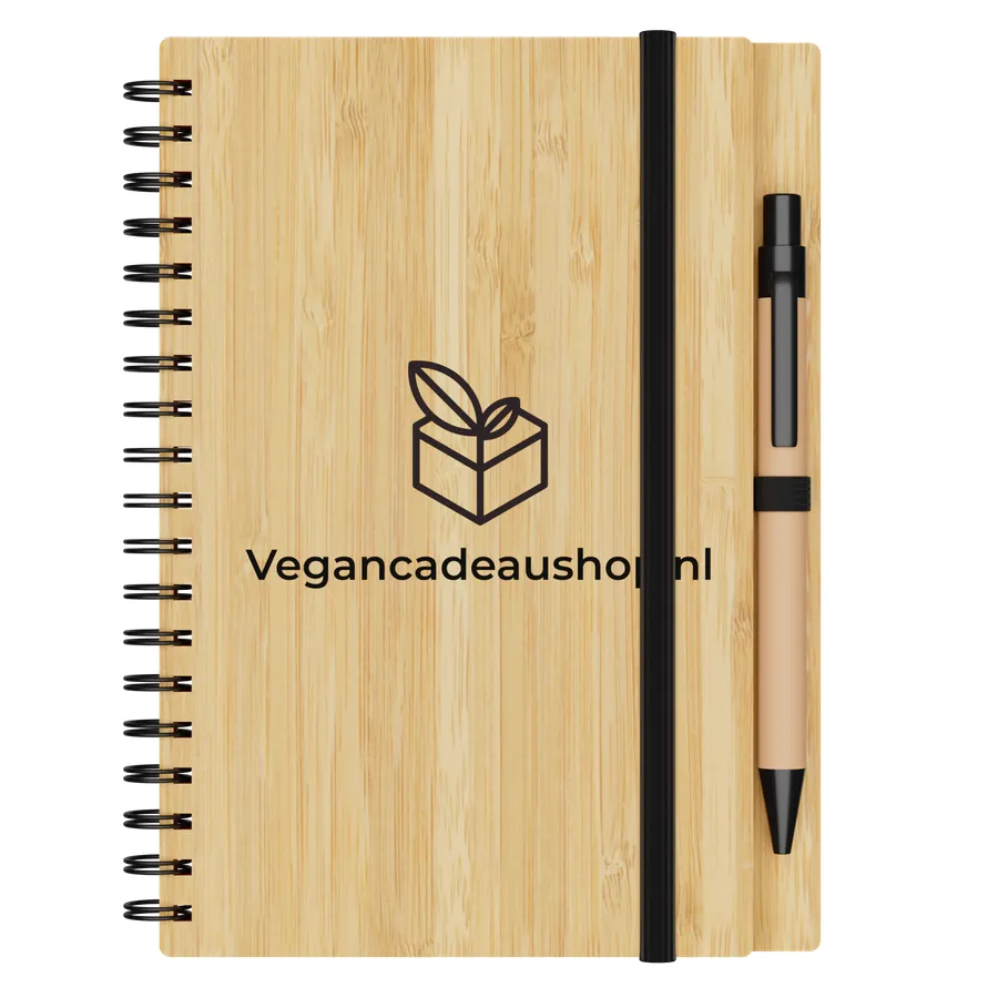 Small Engraved Bamboo Notebook & Pen 1