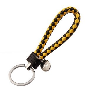 Sophisticated Weaved PU Leather Keychain With Plastic Buckle 8