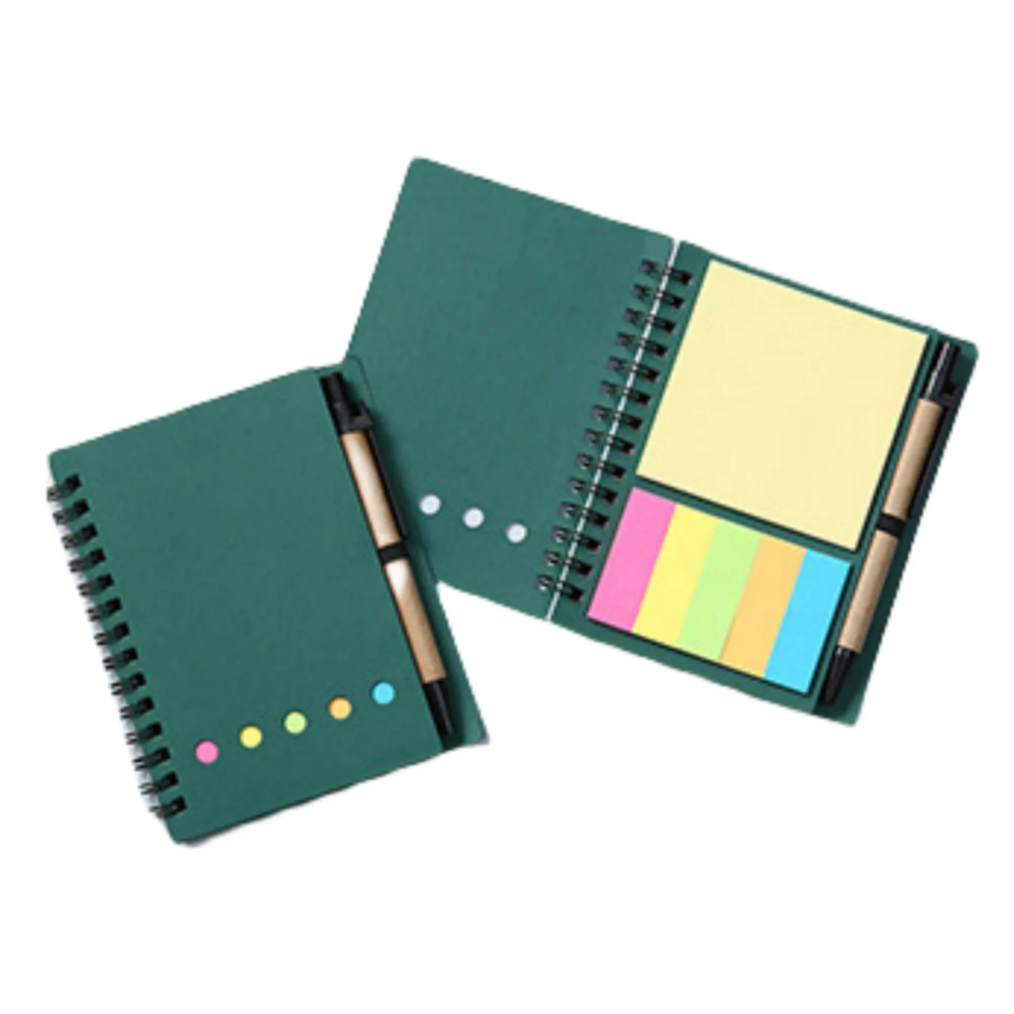 Pocket Colored Sticky Note Brown Paper Spiral Notebook 4