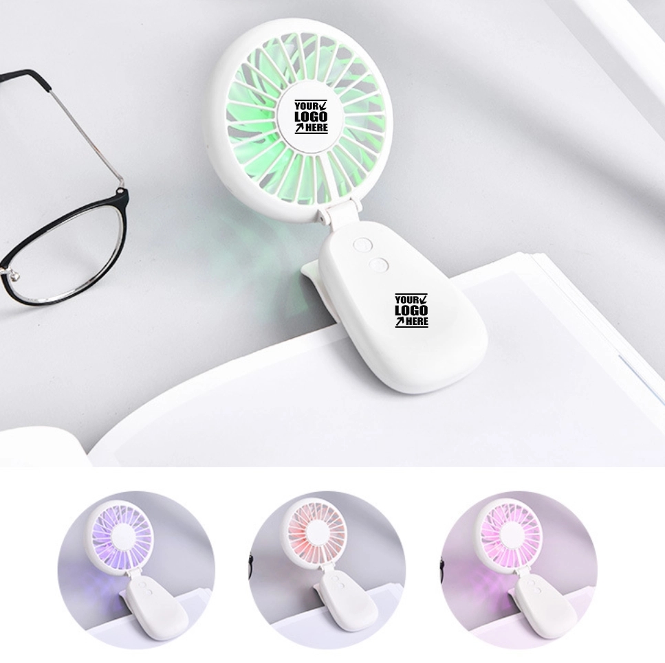 Portable Clip On Rechargeable Fan With Led Light 2