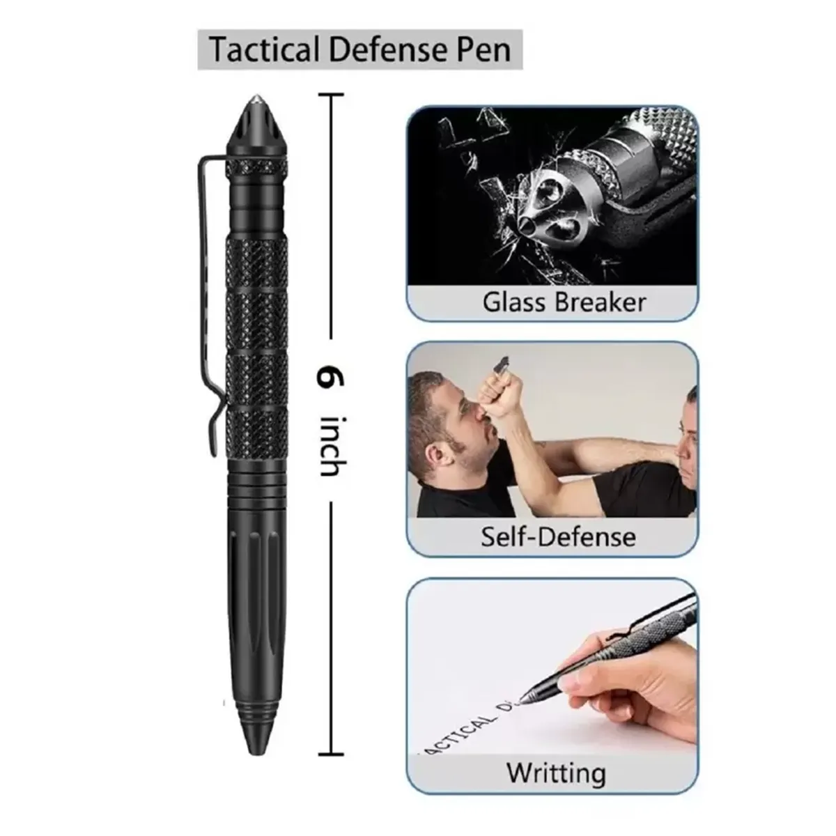 5 Pack Multifunctional Tungsten Steel Military Tactical Pen 4