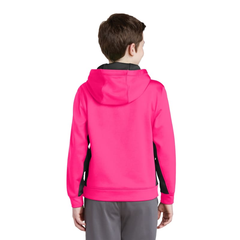 Sport-Tek Youth Sport-Wick Fleece Colorblock Hooded Pullover. 18