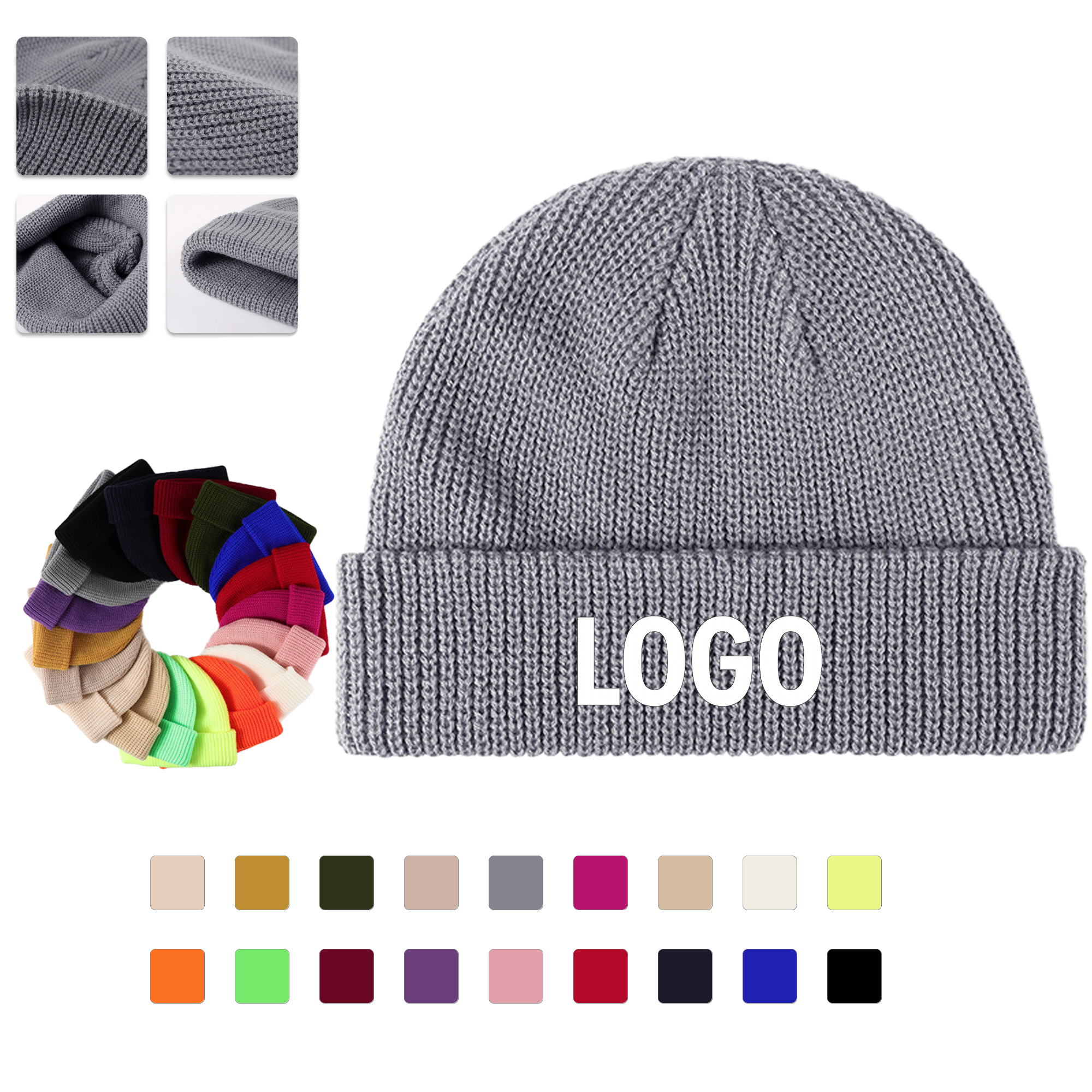 Minimal Cuffed Knit Beanie Hat 2