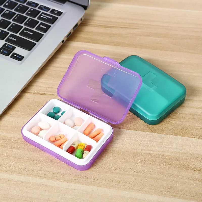 Portable 6 Compartments Square Medication Organiser 3