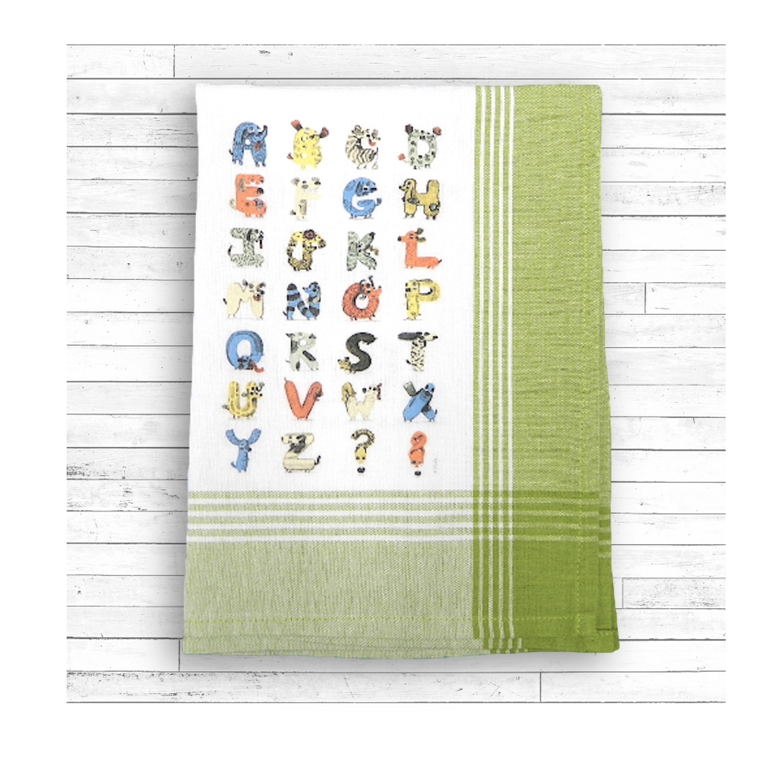 Lime/White Plaid Kitchen Towel with Custom Print 4