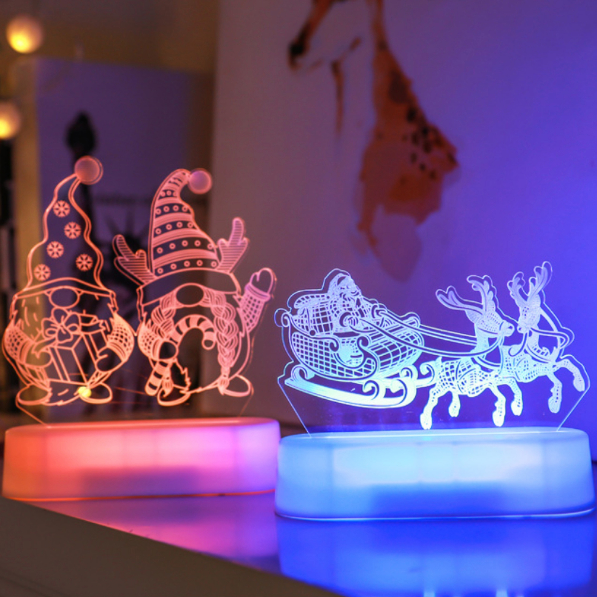 3D Color Remote Control Christmas LED Night Light 3
