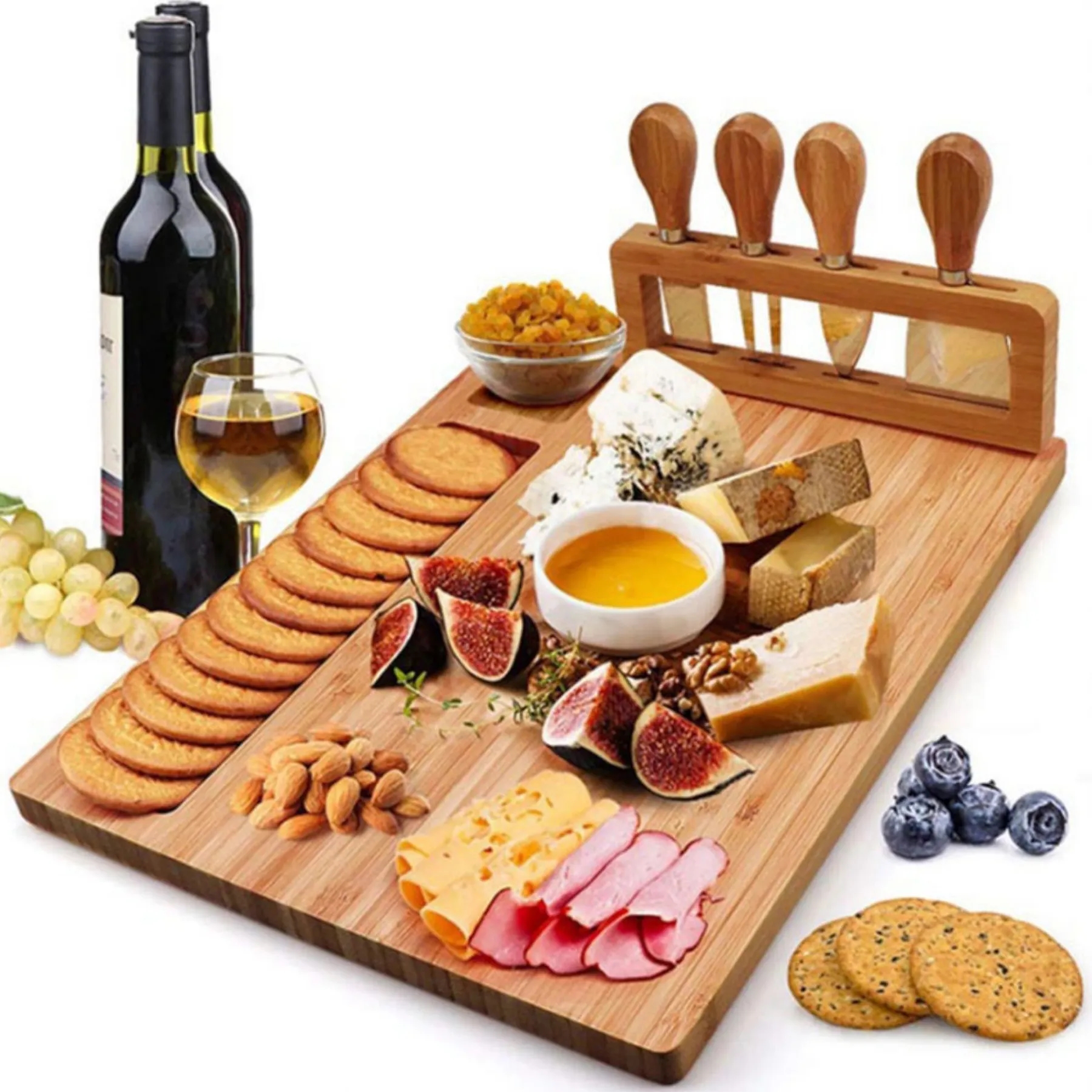 Bamboo Cheese Board And Knife Set 6