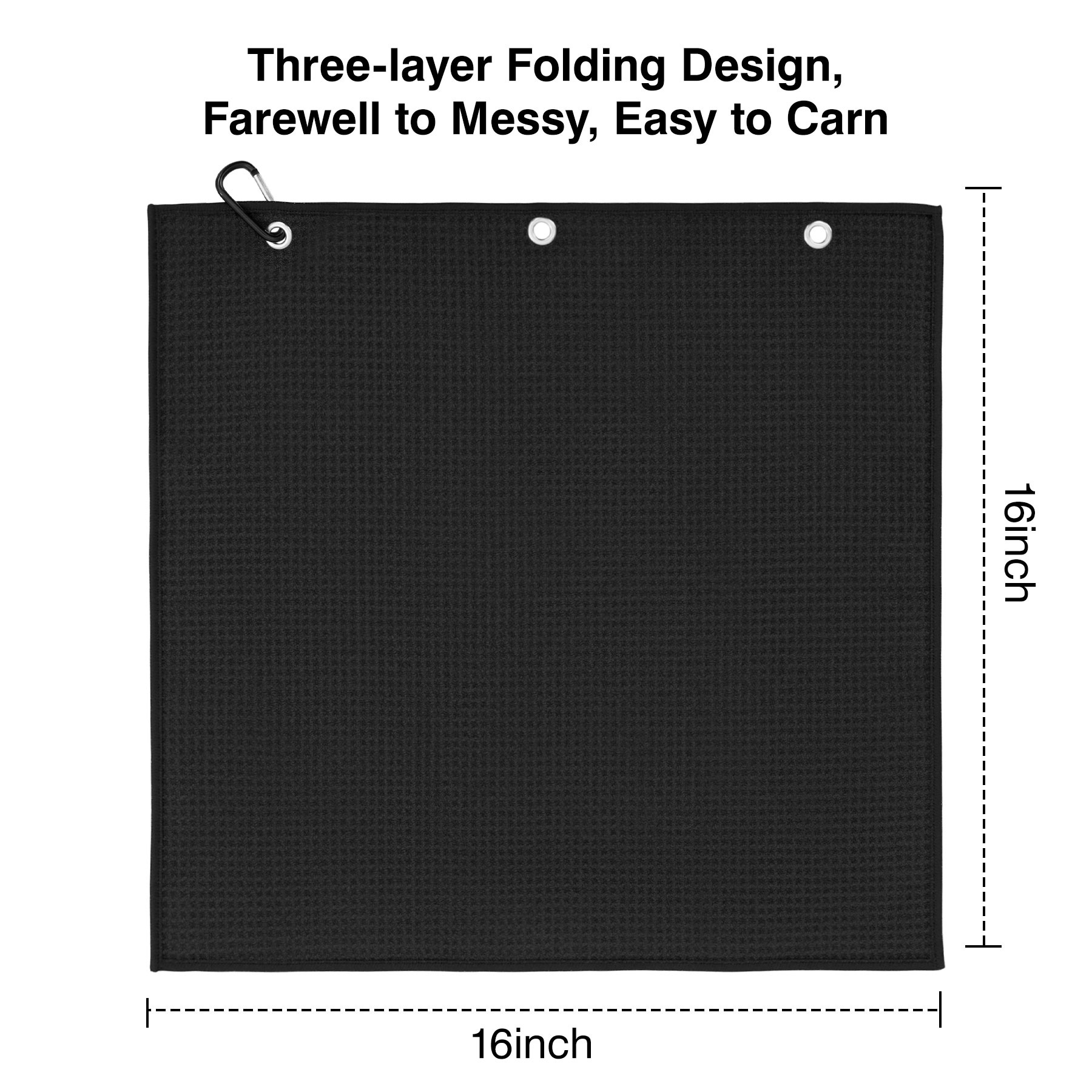 400GSM Waffle Texture Golf Towel With Hook-3 Holes 19