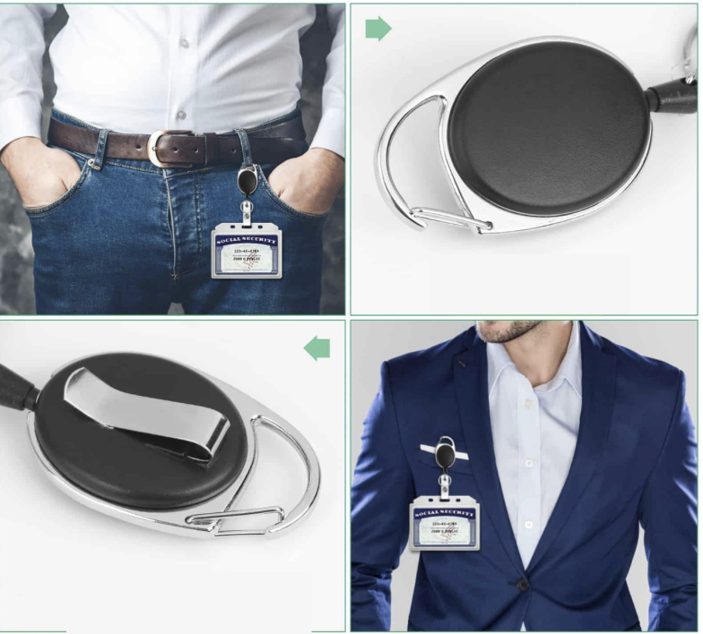 Retractable Badge Reel with Claw Clasp and Clip for Id Card Holders 14