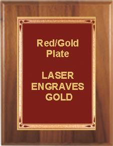 10-1/2" x 13" Cherry Finish Plaque with a Red Teardrop Plate 1