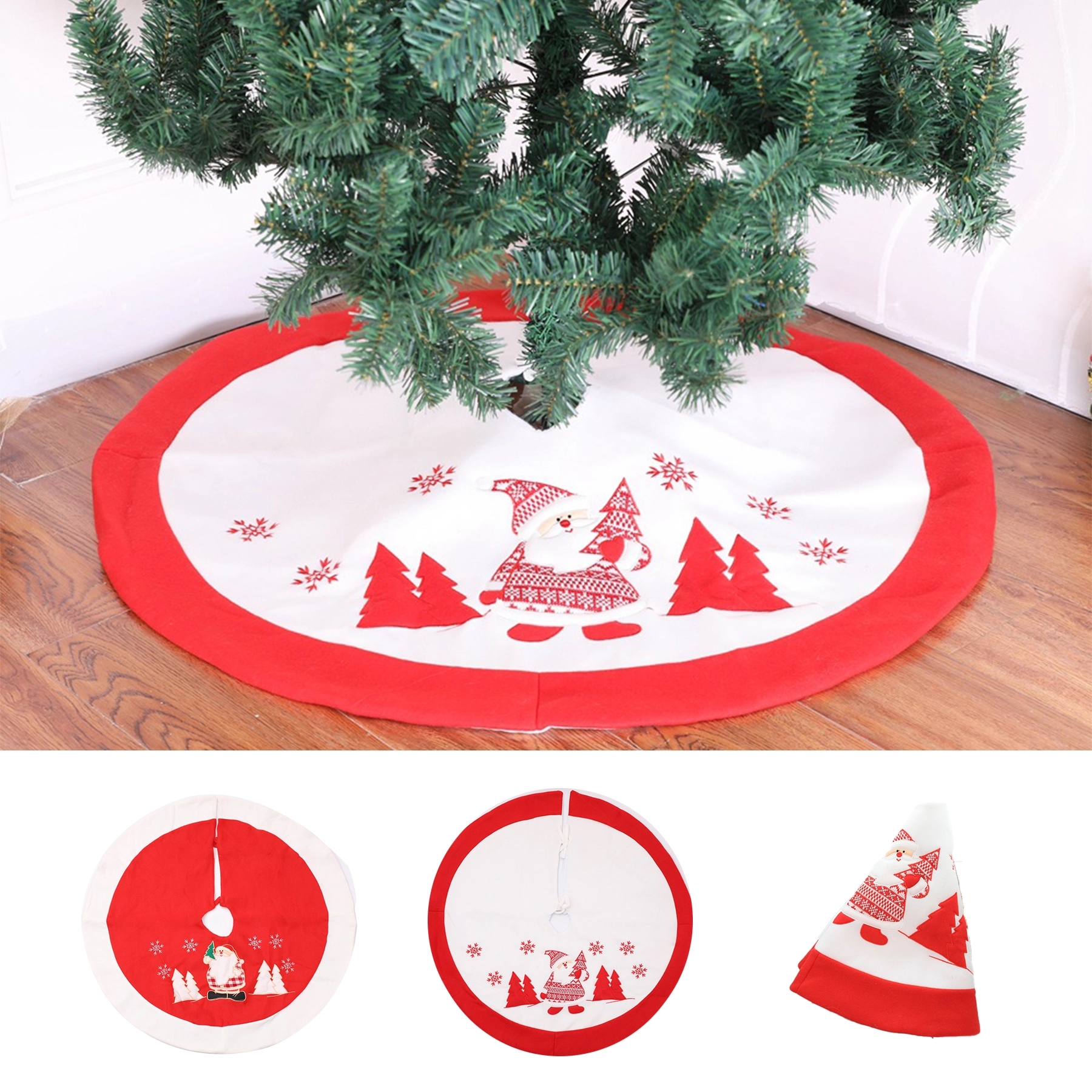 Red And White Xmas Christmas Tree Skirt Decorations 1
