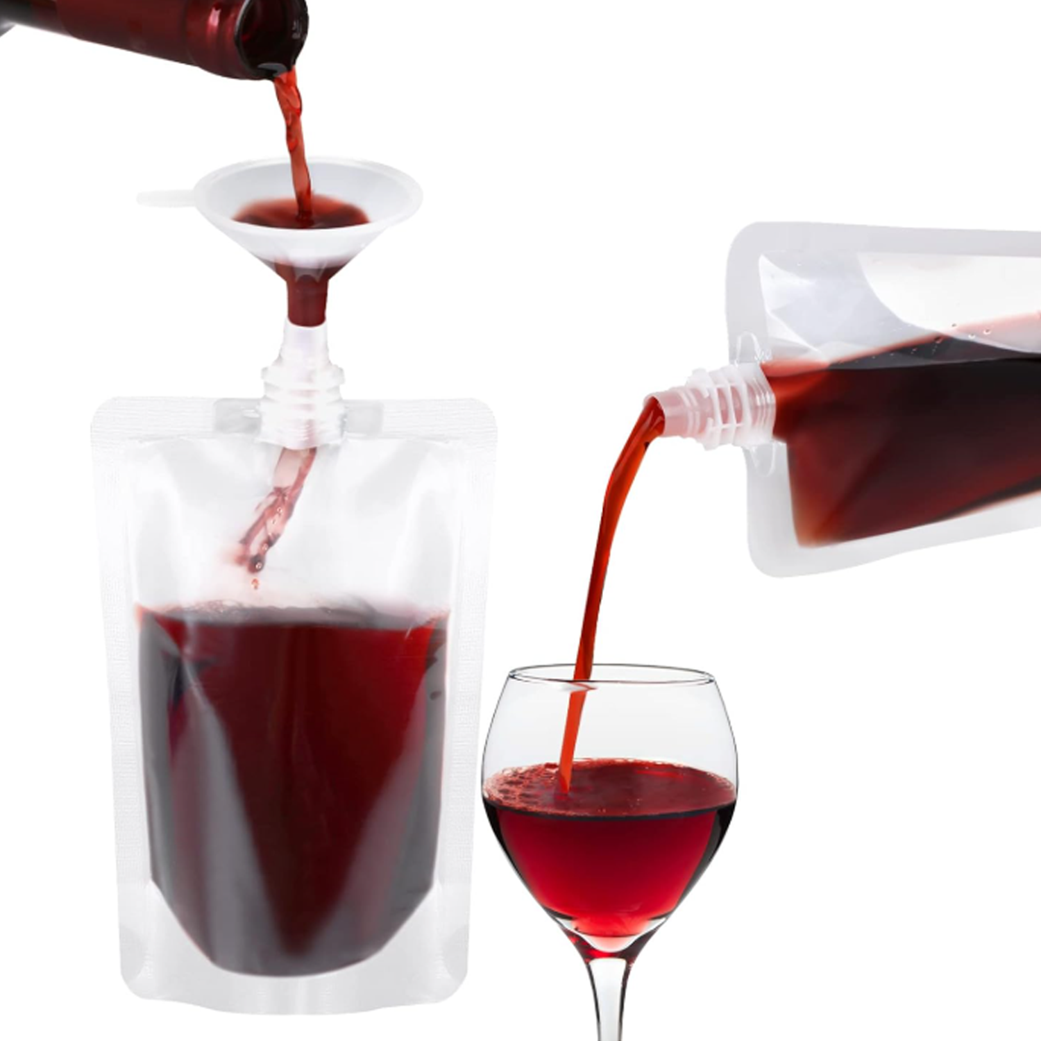 Transparent suction nozzle beverage bag w/ funnel 5