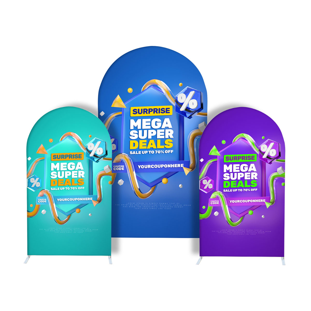 3-Piece Arched Display - Kit A - 1 Side Imprint 3