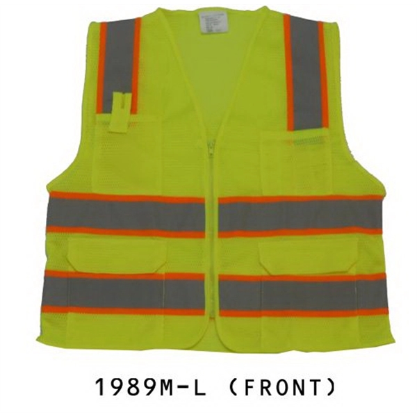 Ansi Class 2 Safety Vest , 2 Tone, Mesh, Green 2