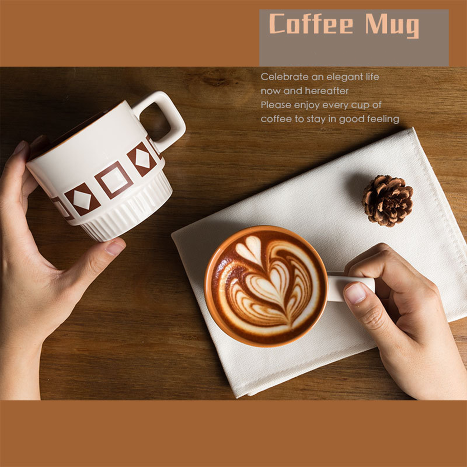 11Oz Porcelain Big Handle Coffee Mugs 6