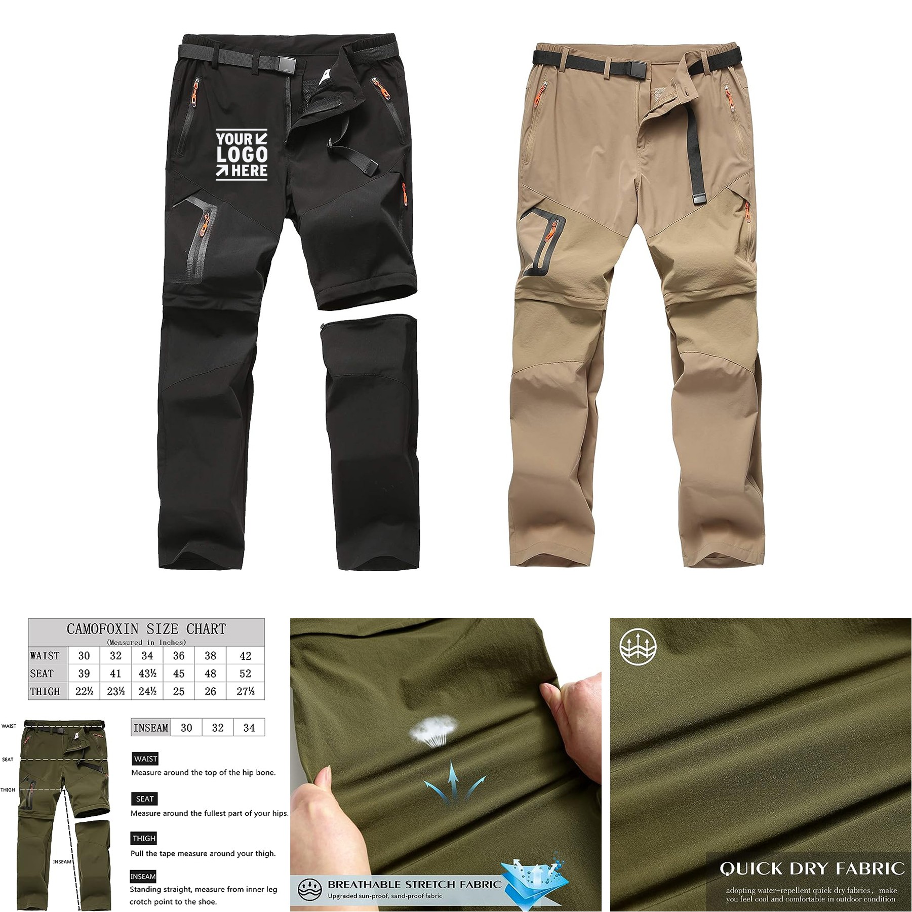 Men's Hiking Pants Outdoor Convertible Quick Dry Fishing Pants Shorts 1