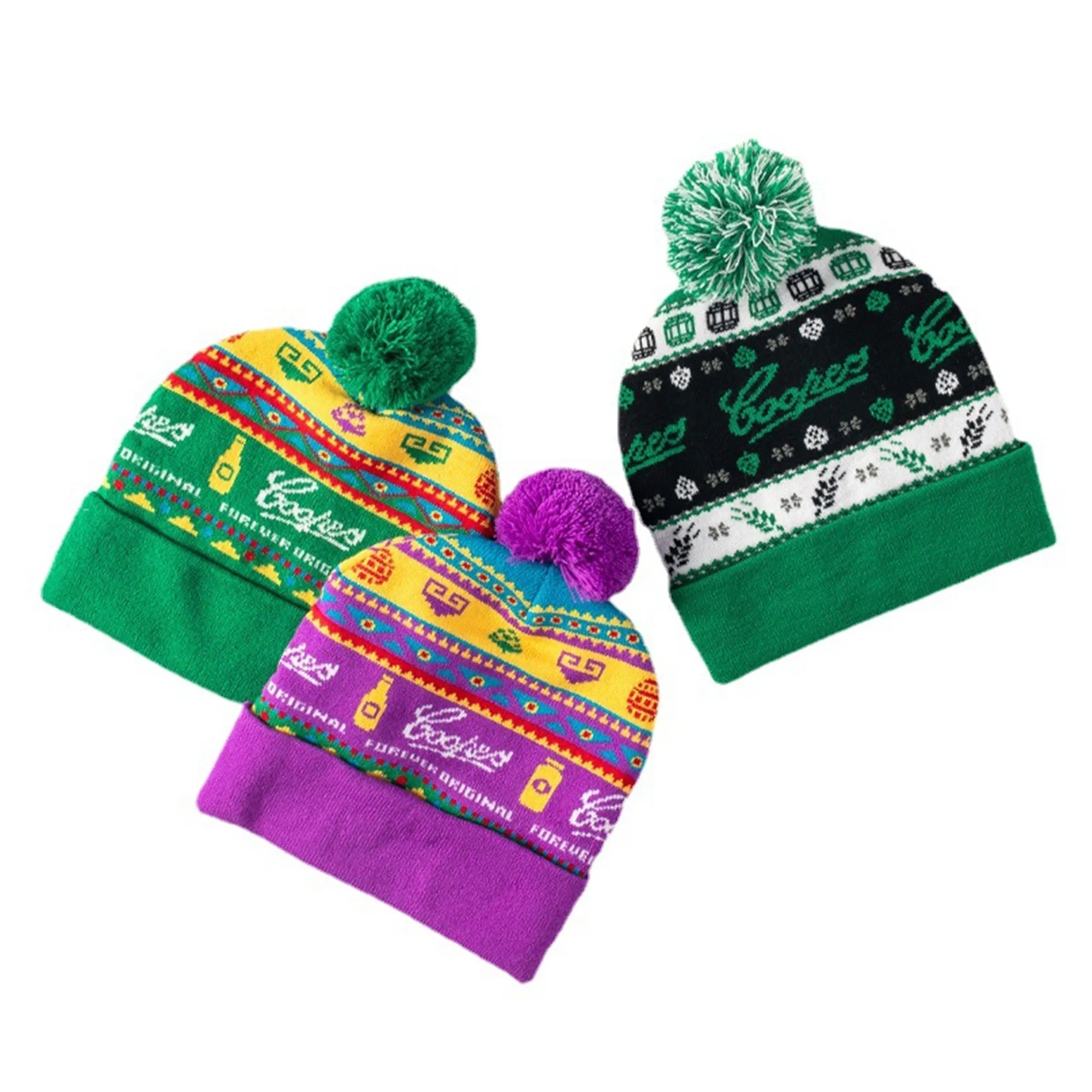 Acrylic Knitted Beanie With Pompom 2