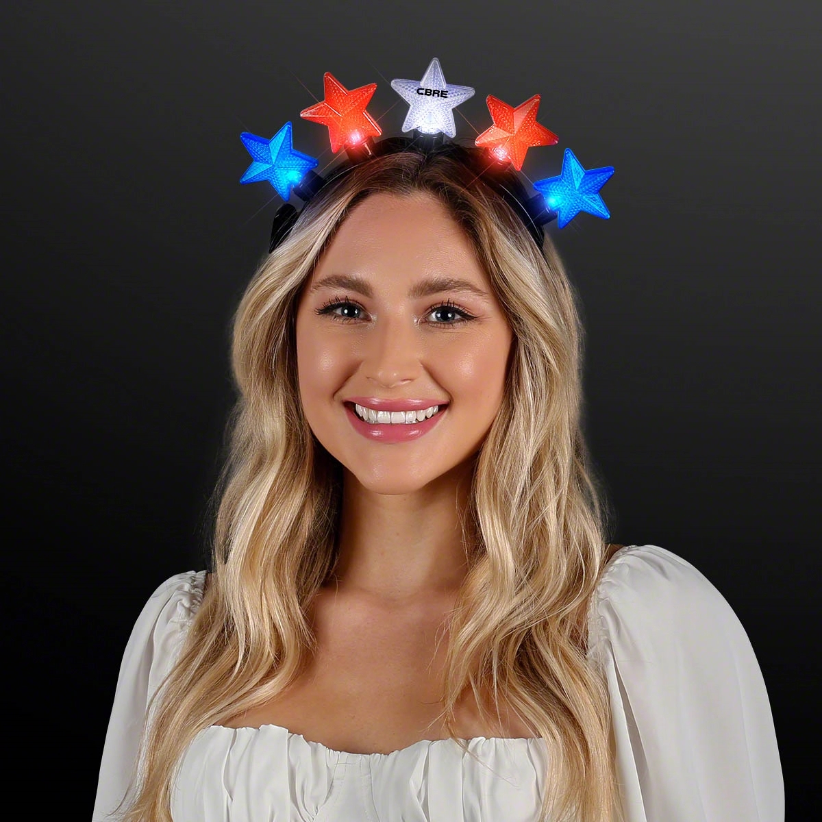 Light Up Stars Headband Red, White & Blue 3