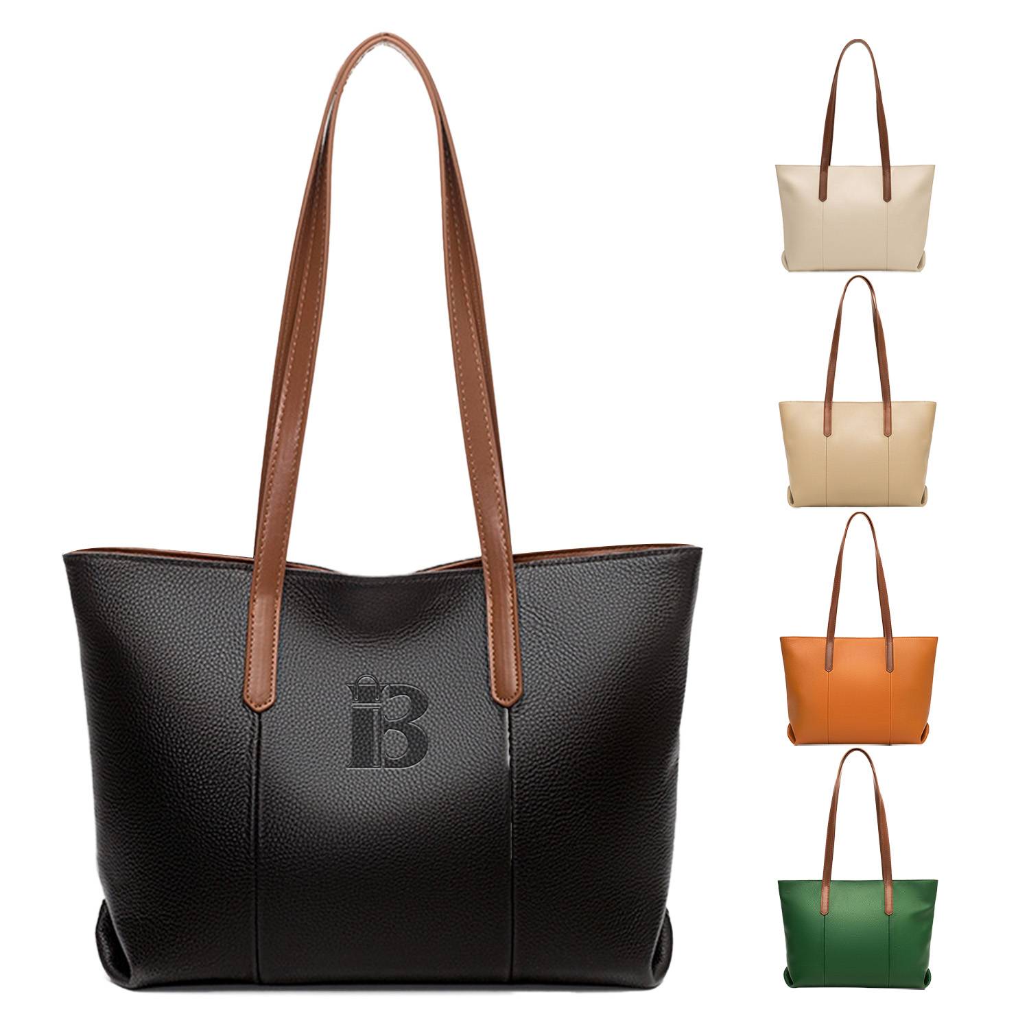 Genuine Leather Large Capacity Tote Bag, custom tote bag with logo imprint 2