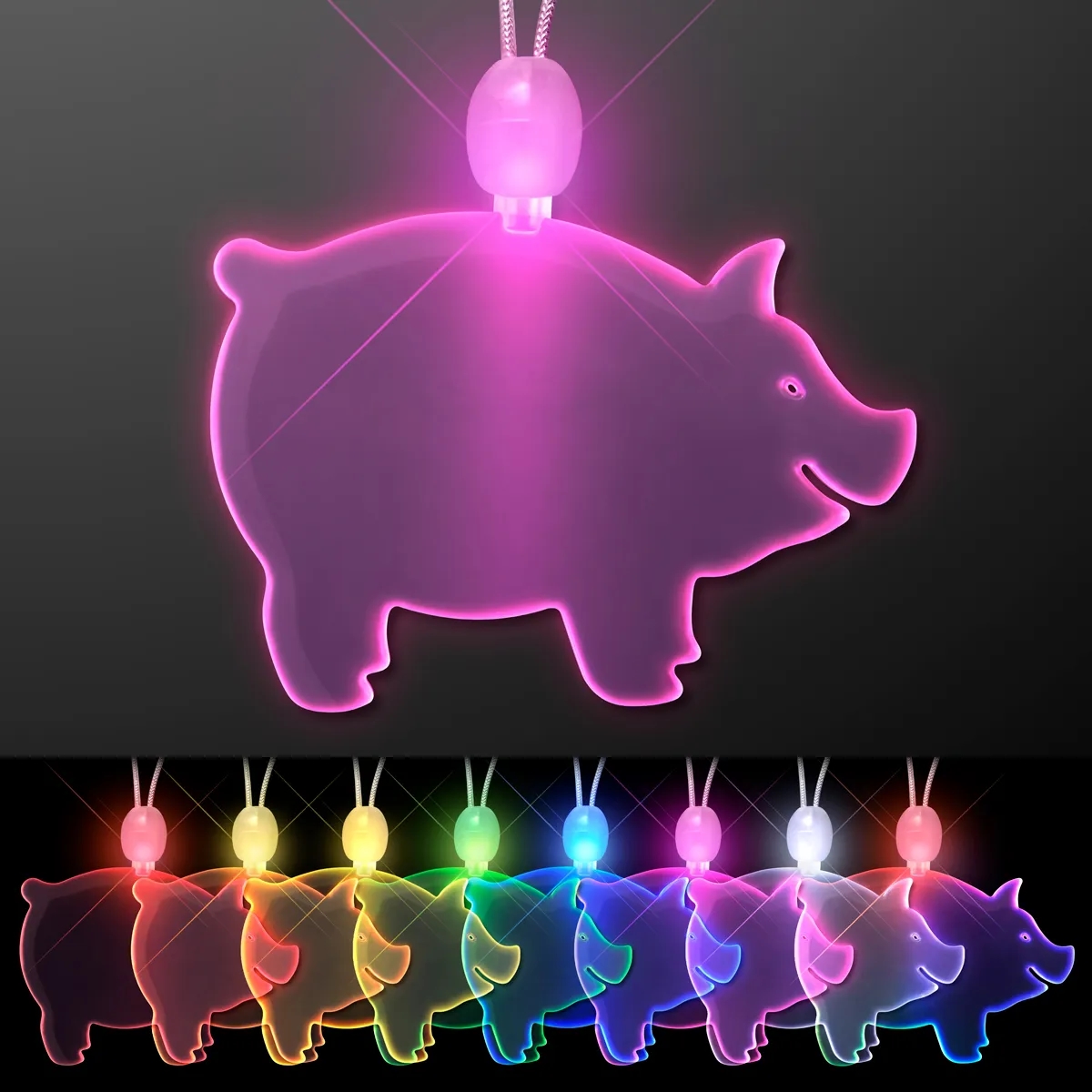 Acrylic Pig Shape Necklace with LED 15