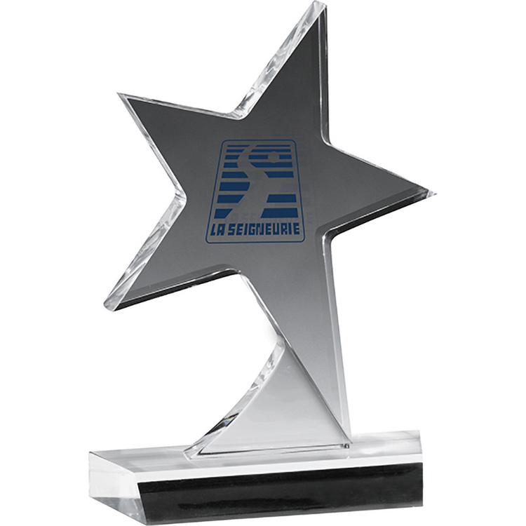 Clear Standing Star Award (5"x 7"x 3/4") Screen-Printed