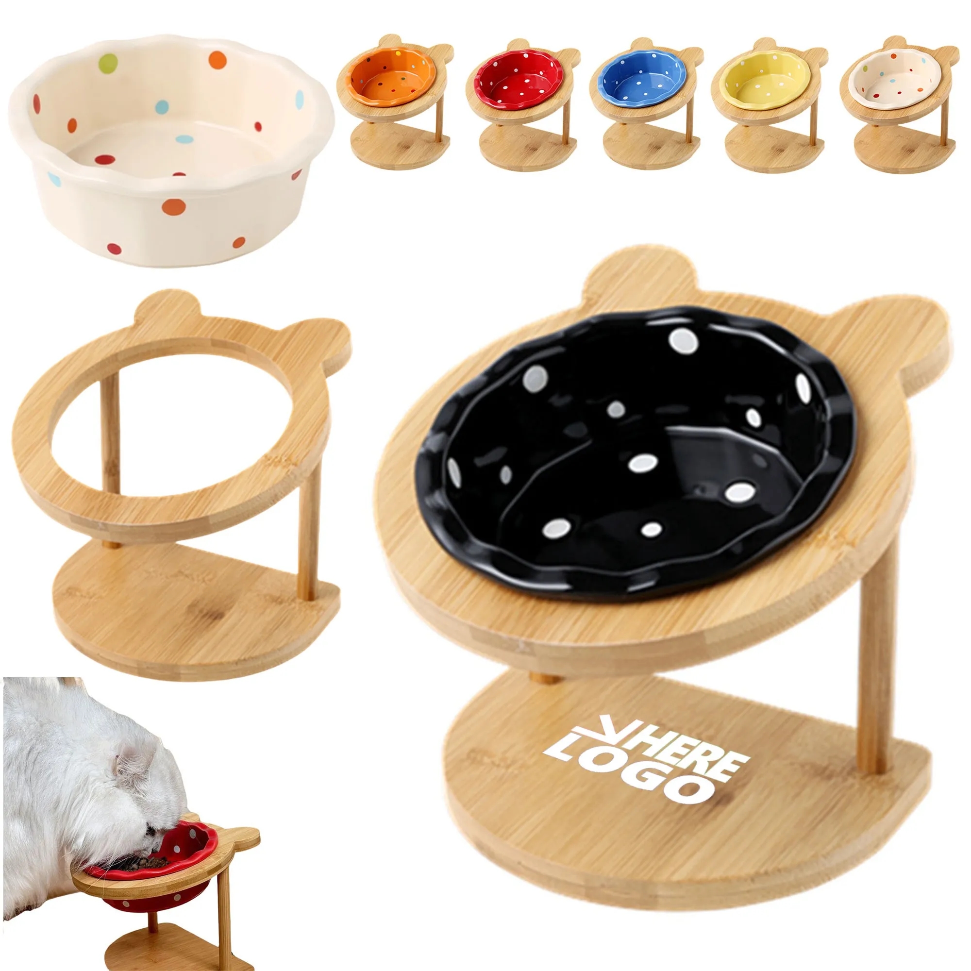 Ceramic Cat Food Dish Bowl Rack And Cat-Bowl 7
