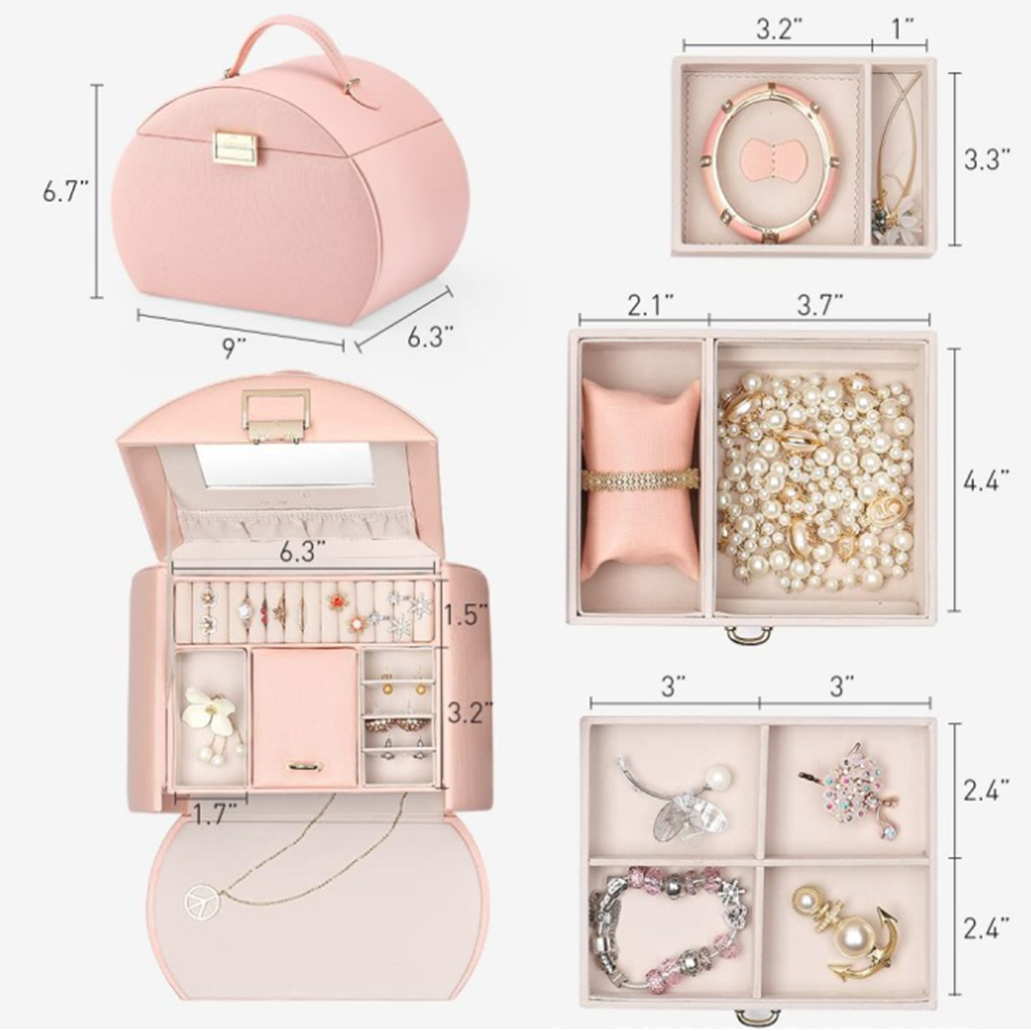 Portable Leather Jewelry Storage Box with Lock and Handle 5