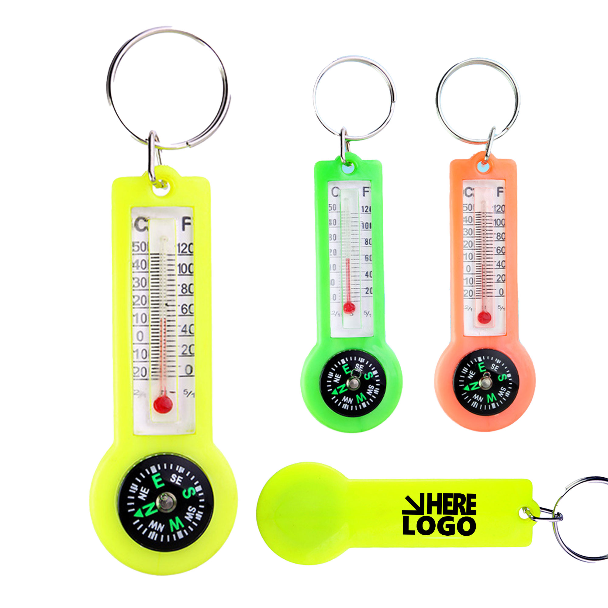 MOQ 20 Thermometer Compass Keychain Outdoor Hiking 2