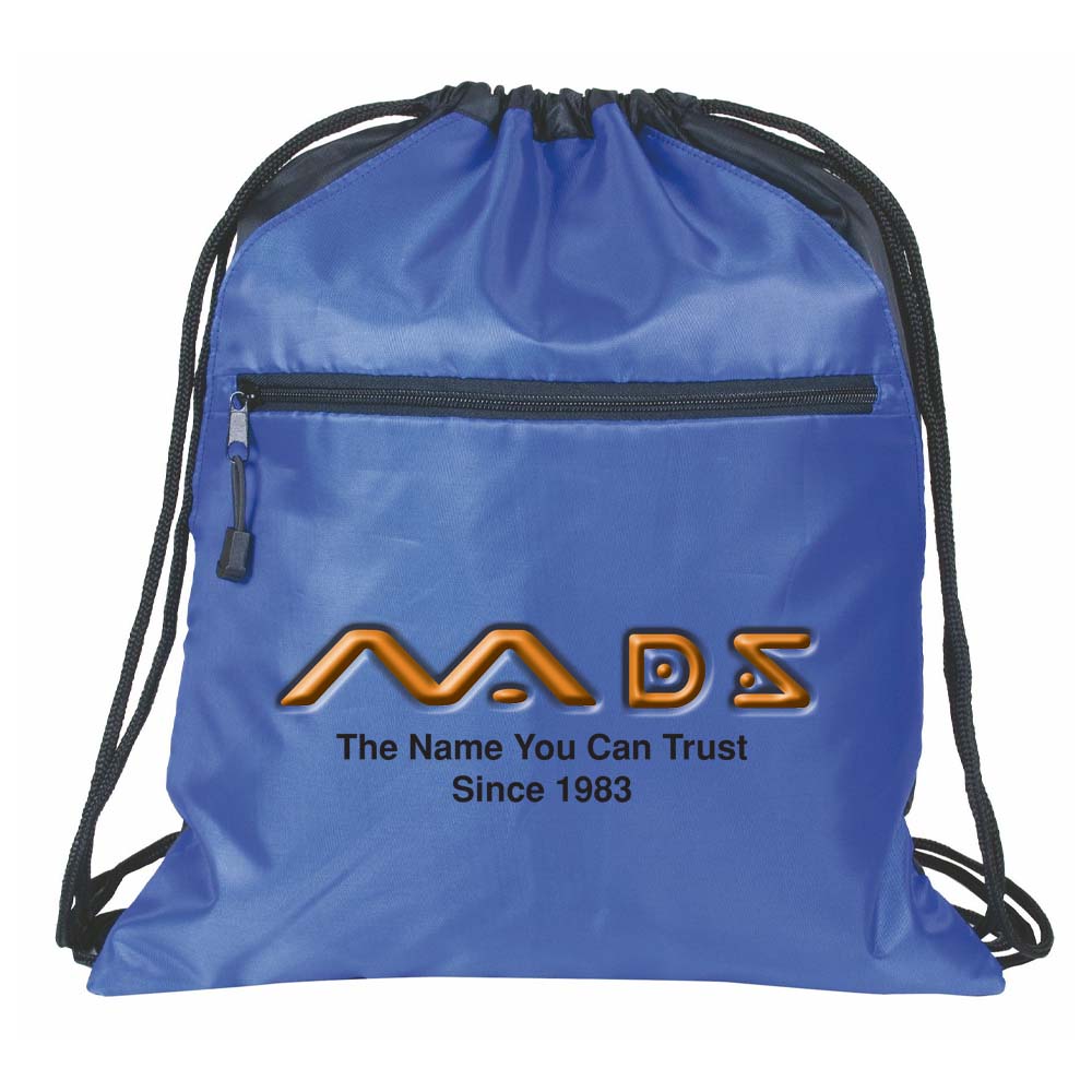 BARGAIN ZIPPERED DRAWSTRING BAG W/ 2 SLIP POCKETS 1