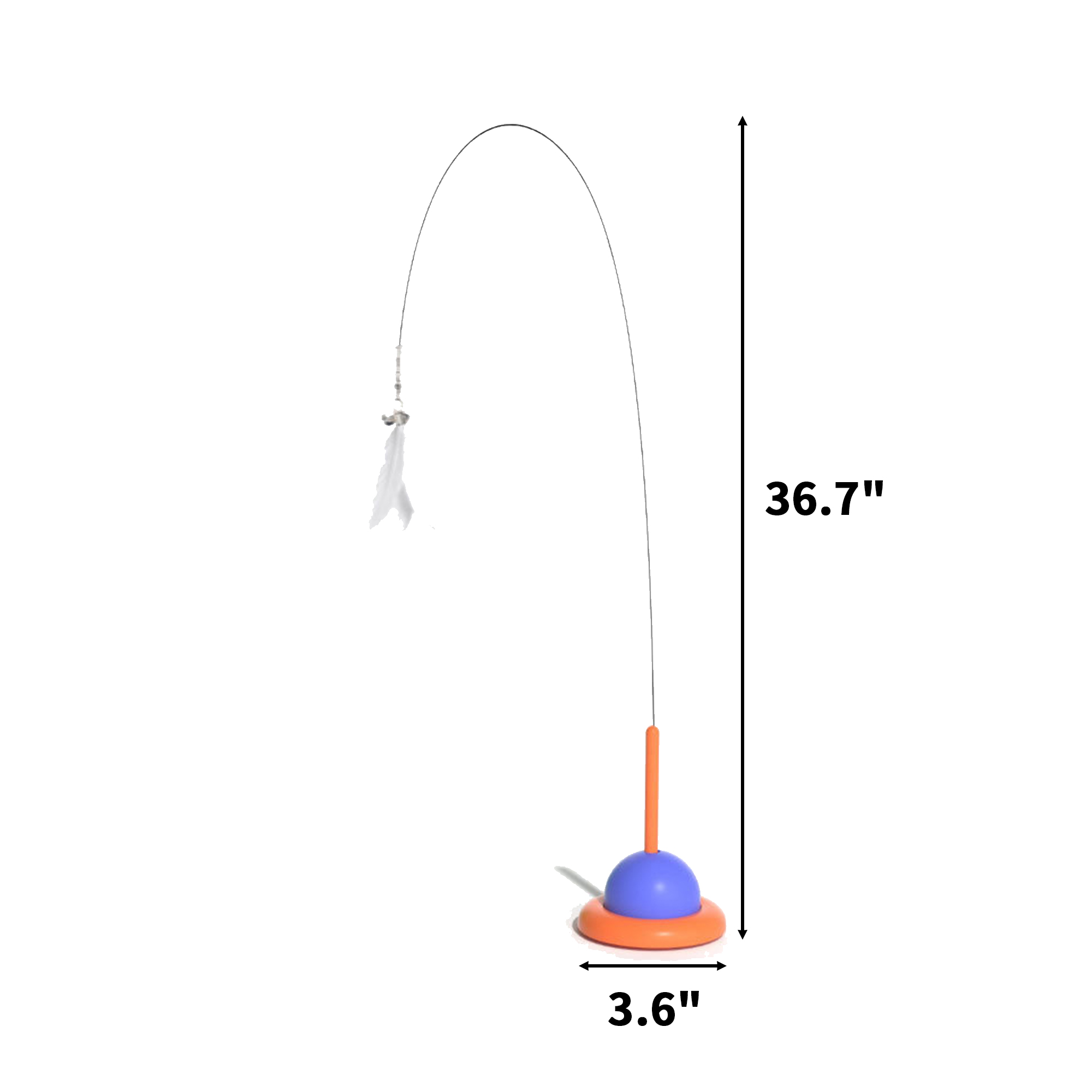 Suction Base Wire Cat Teaser Wand 3.6" Length X 3.6" Width X 36.7" Height 4