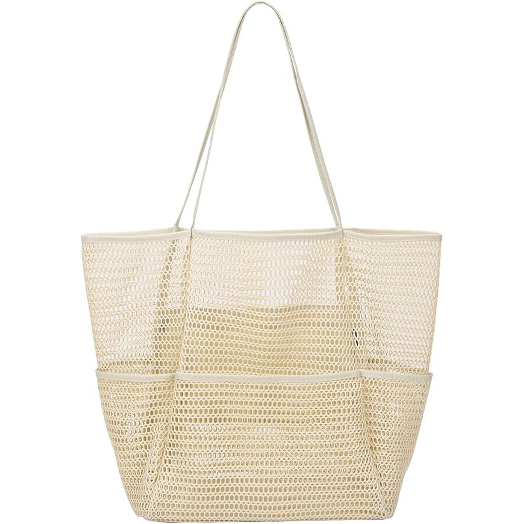 Mesh Beach Tote Bag for Women, custom tote bag with logo imprint 7