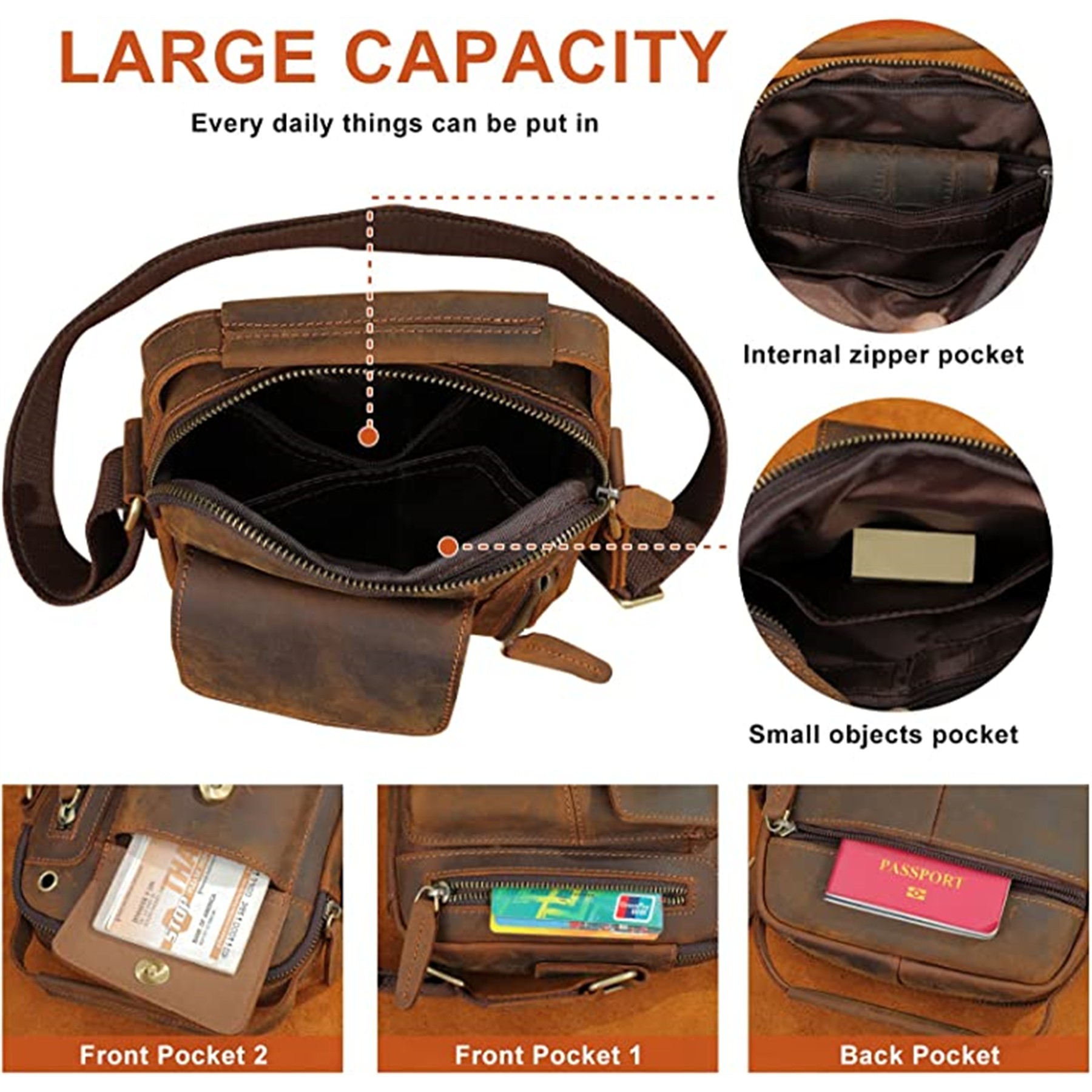 Genuine Leather Messenger Bag 8