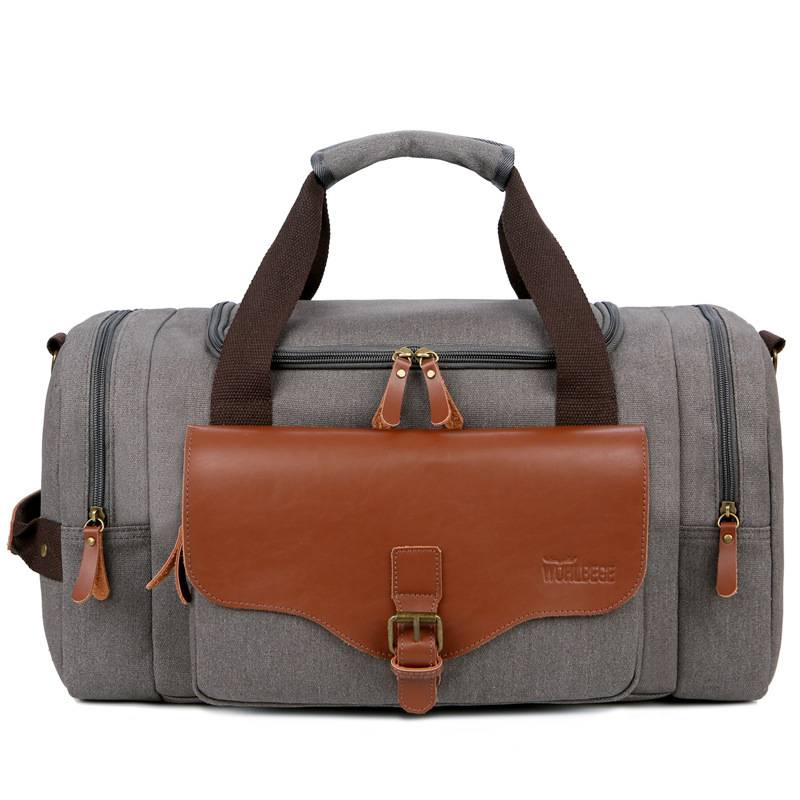 Canvas Large Capacity Leather Travel Duffel Bag 6
