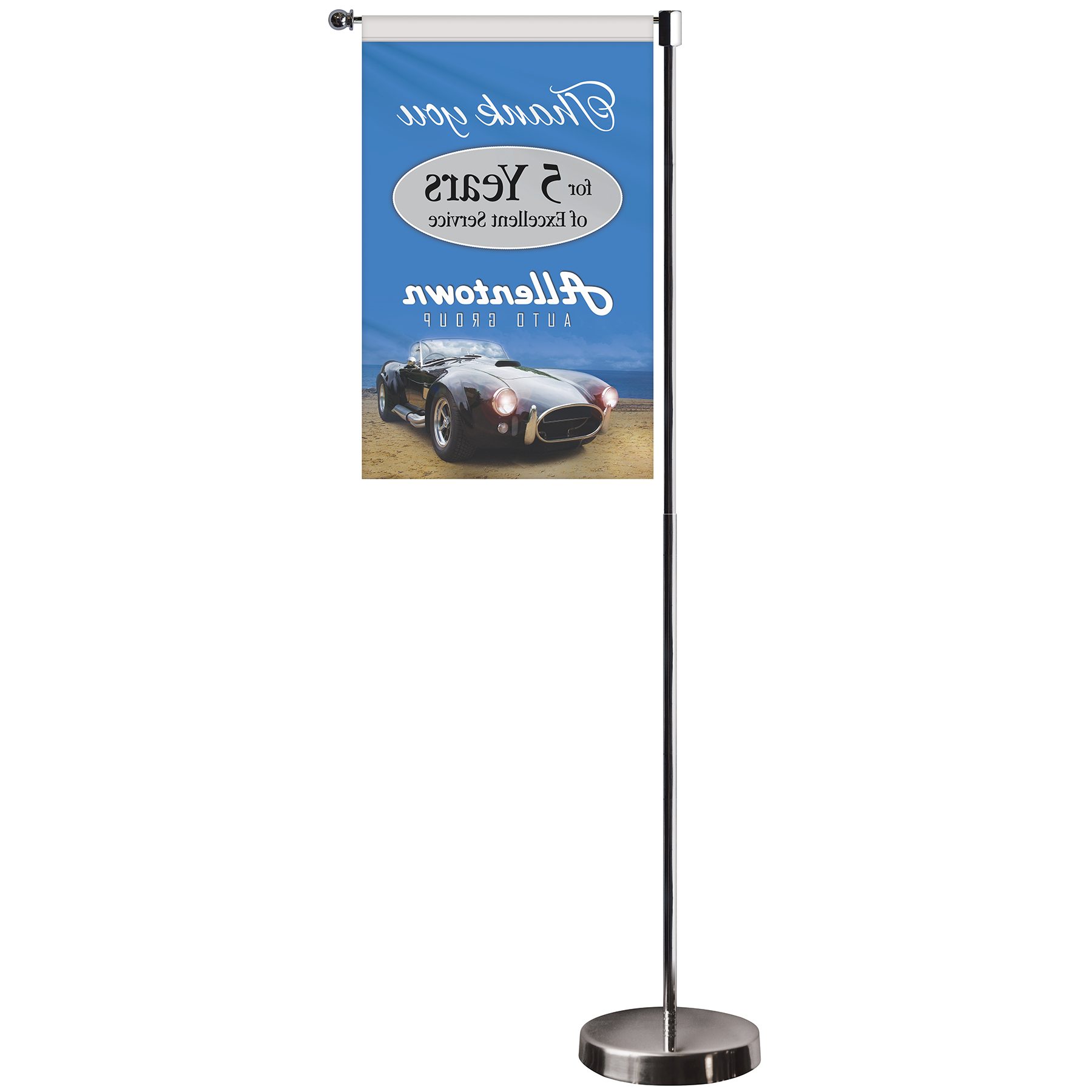 11-19.7" Metal Telescopic Flagpole with One Single Reverse Banner 5