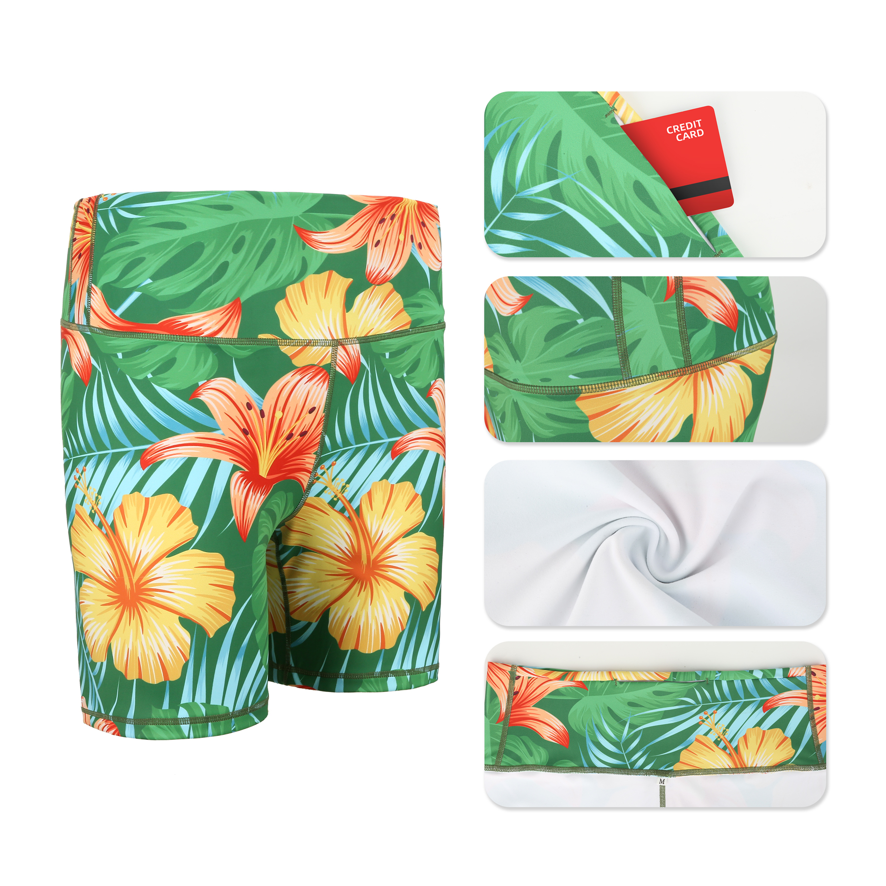Custom Women's High Waist Yoga Workout Shorts (Full Color) 5