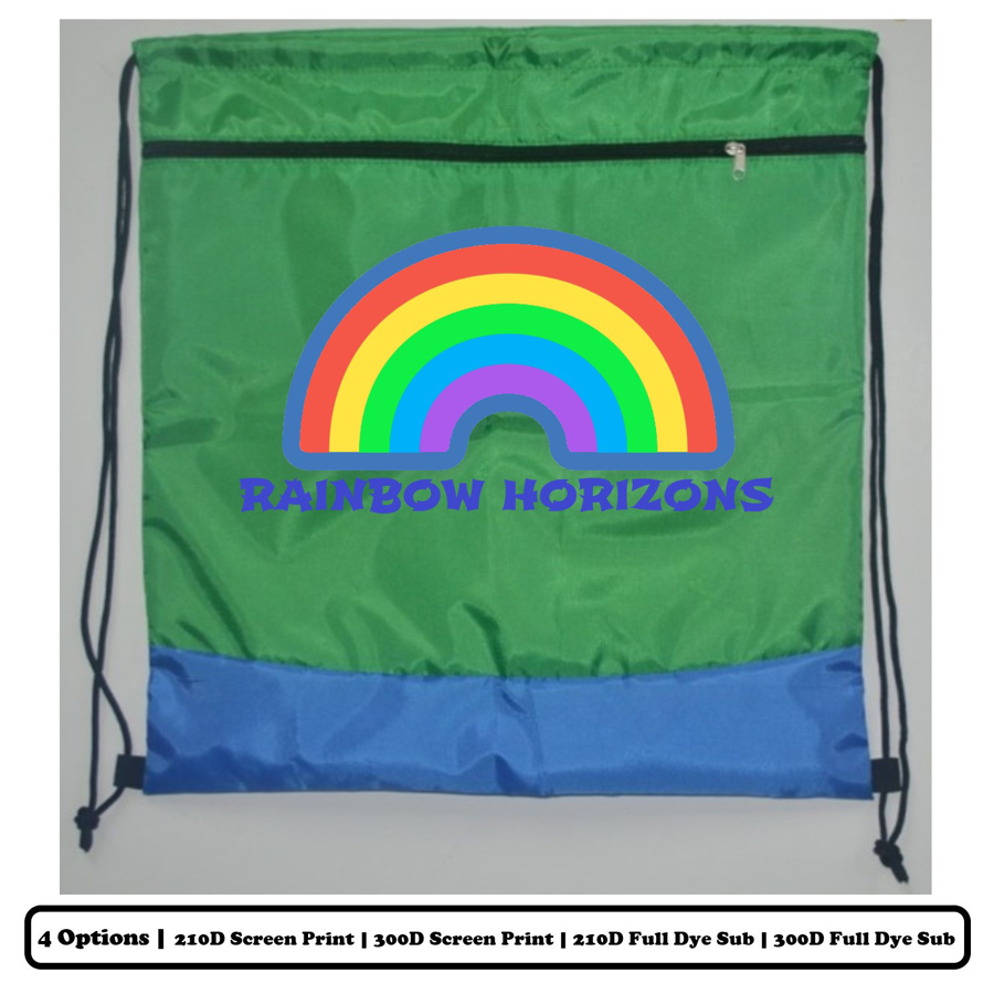 Sublimation Multi-Panel Polyester Drawstring Bag w/