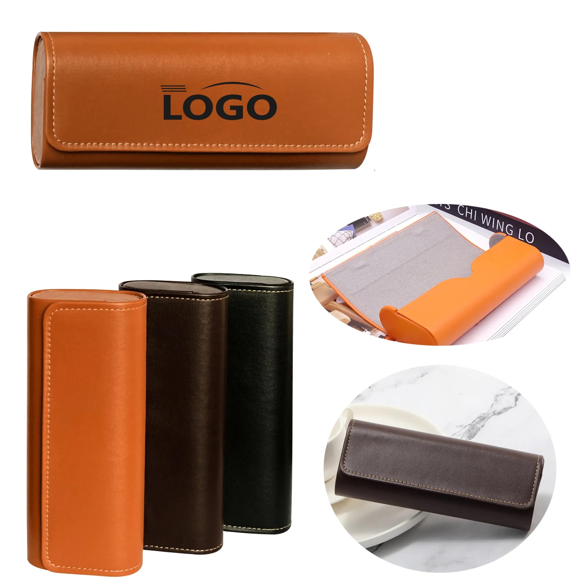 Leather Glasses Case Hard Shell 2