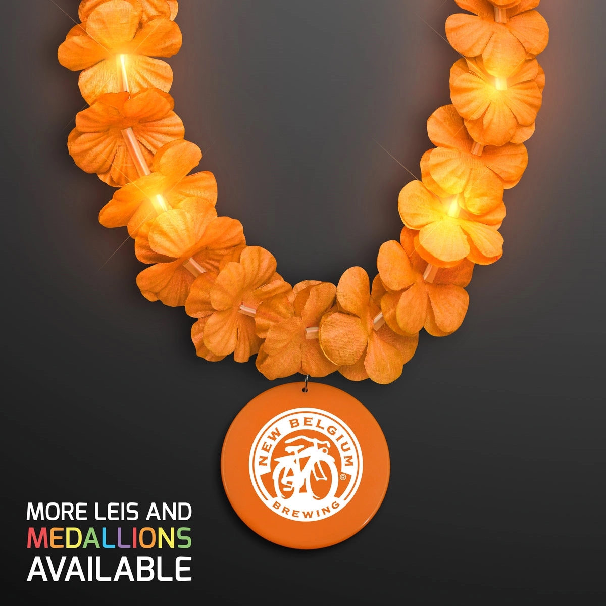 Light Up Orange Lei with Medallion 4