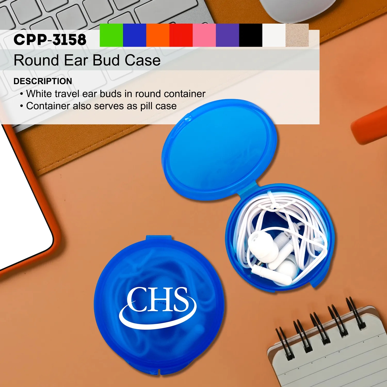 Round Ear Bud Case 22