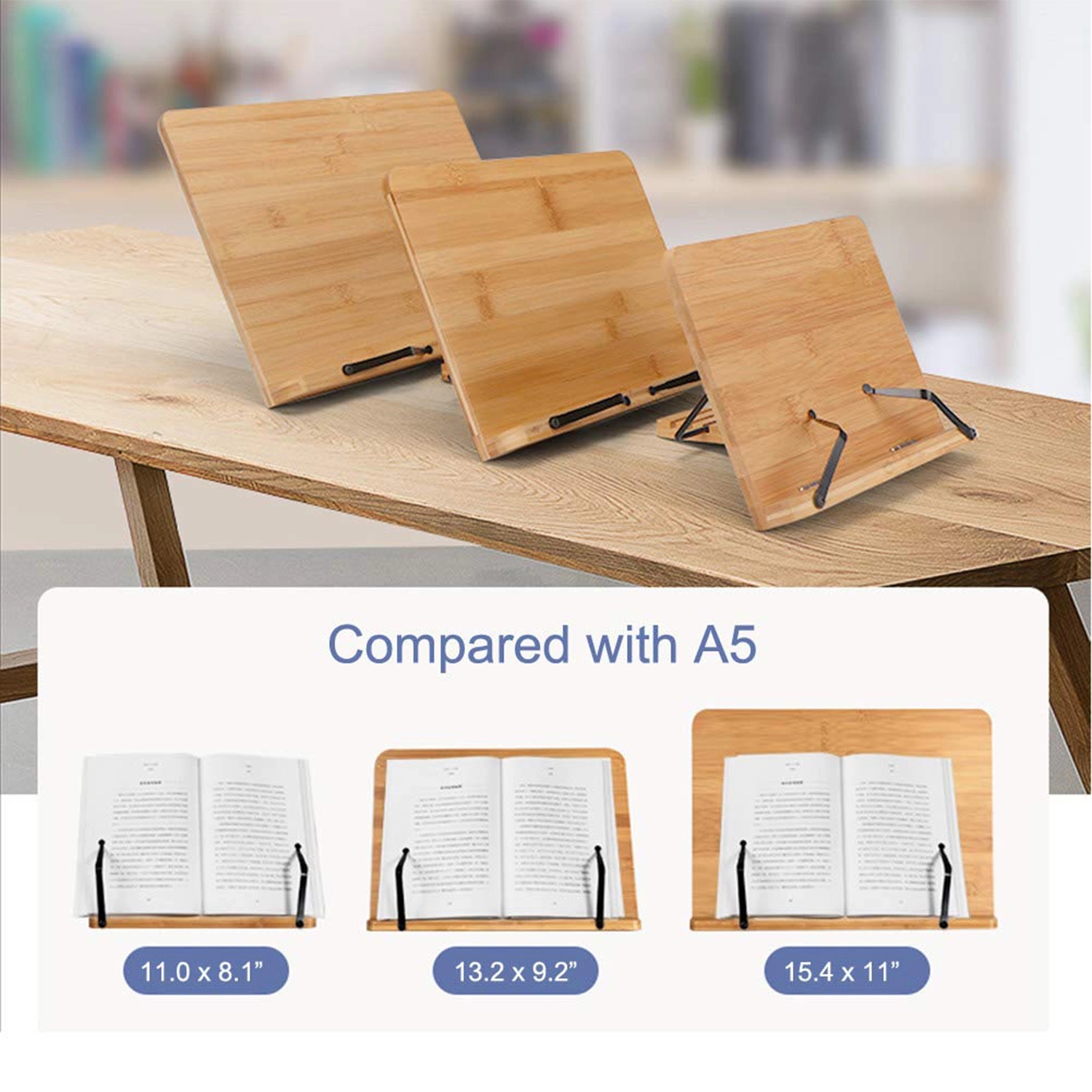 Bamboo Large Book Holders For Reading Hands Free 2