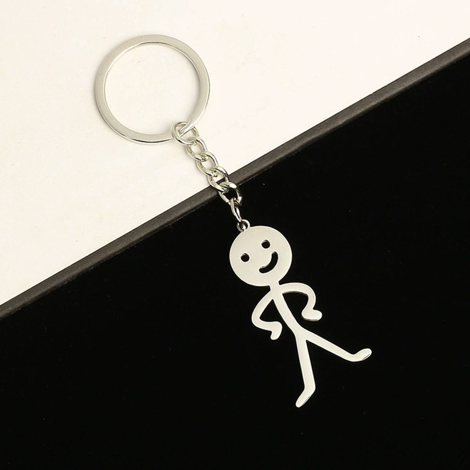 Stainless Steel Funny Doodle Match Man Key Chain 3