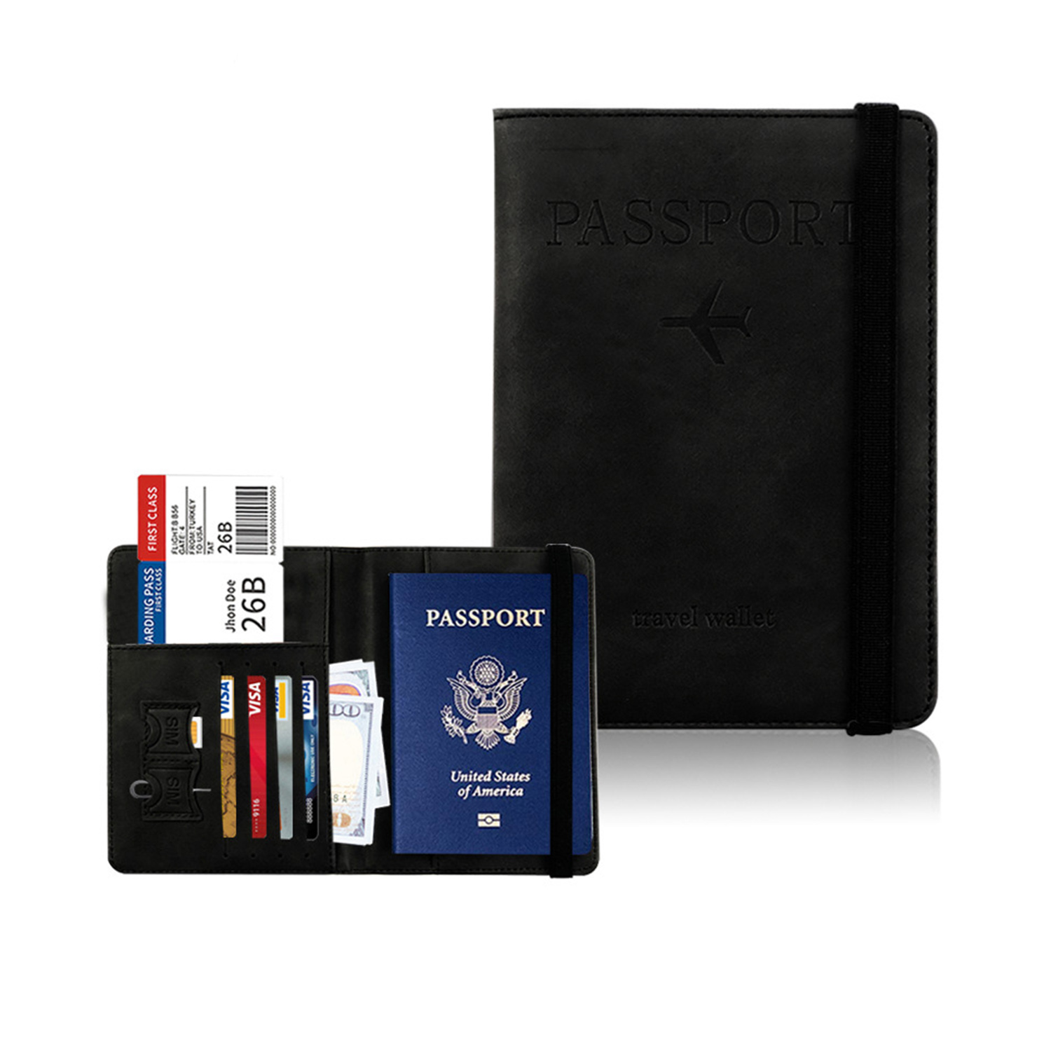 RFID PU Leather Multifunctional Passport Travel Wallet 5