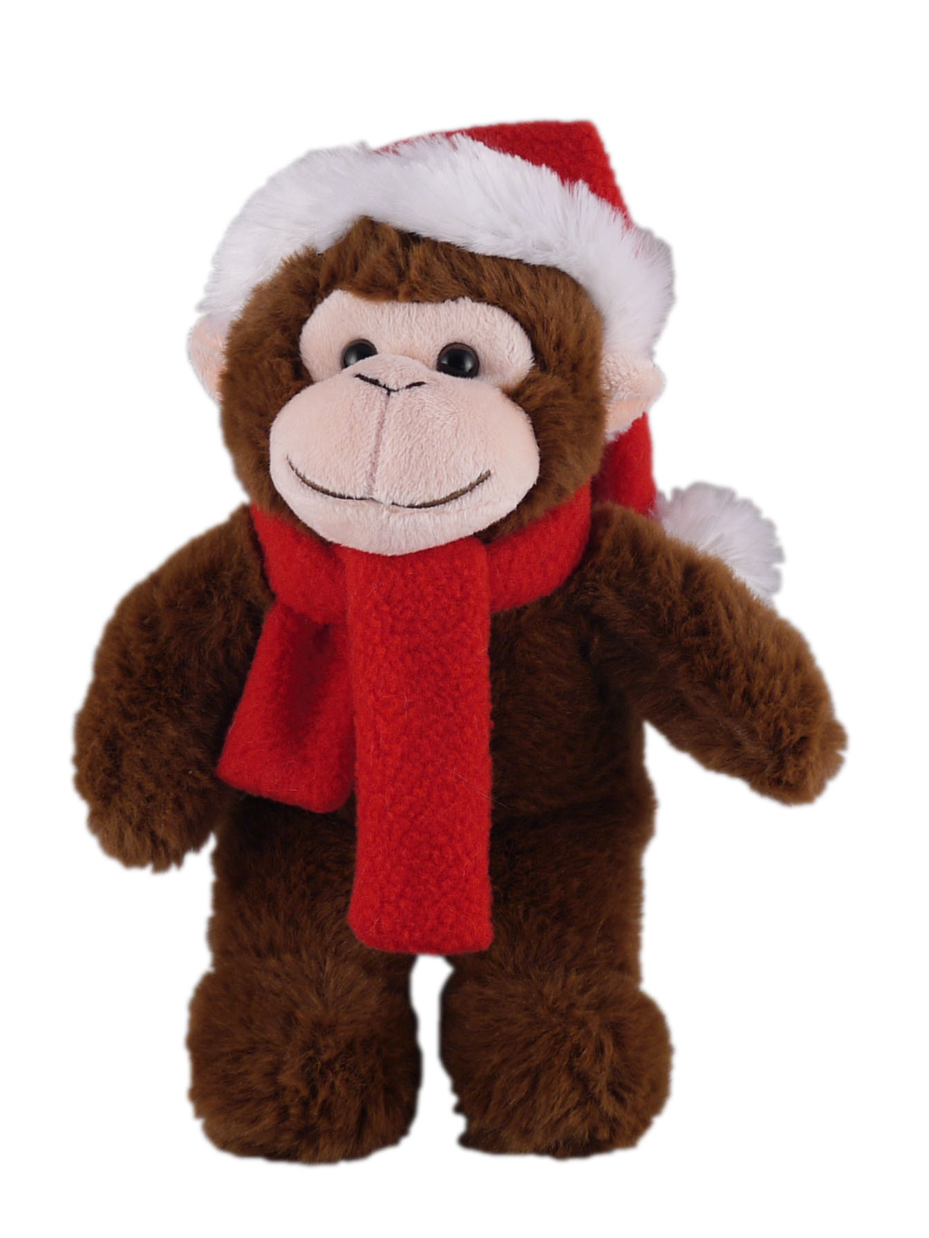 Soft Plush Stuffed Monkey with Christmas Hat and Scarf 2