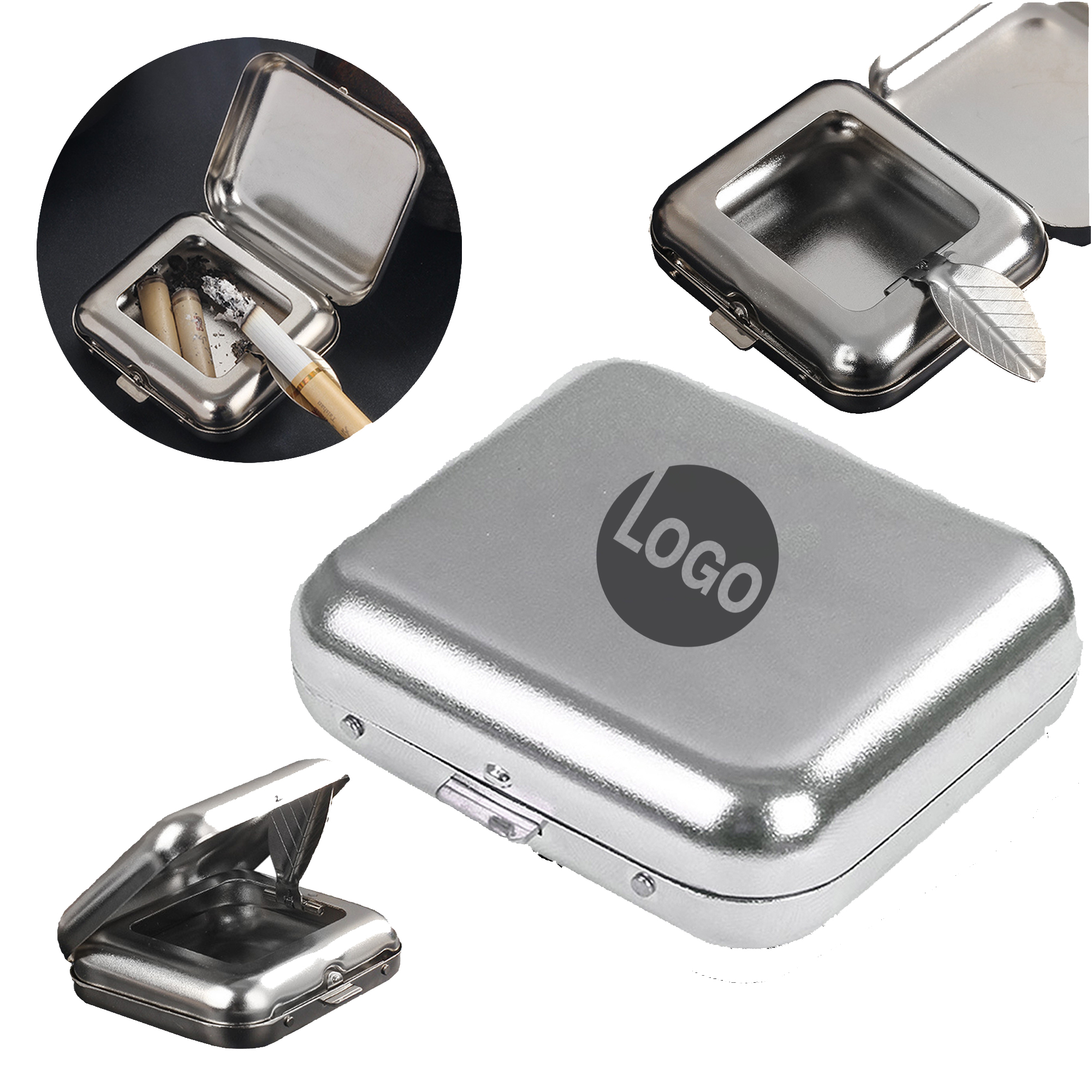 Portable Stainless Steel Pocket Ashtray with Sealed Lid 3