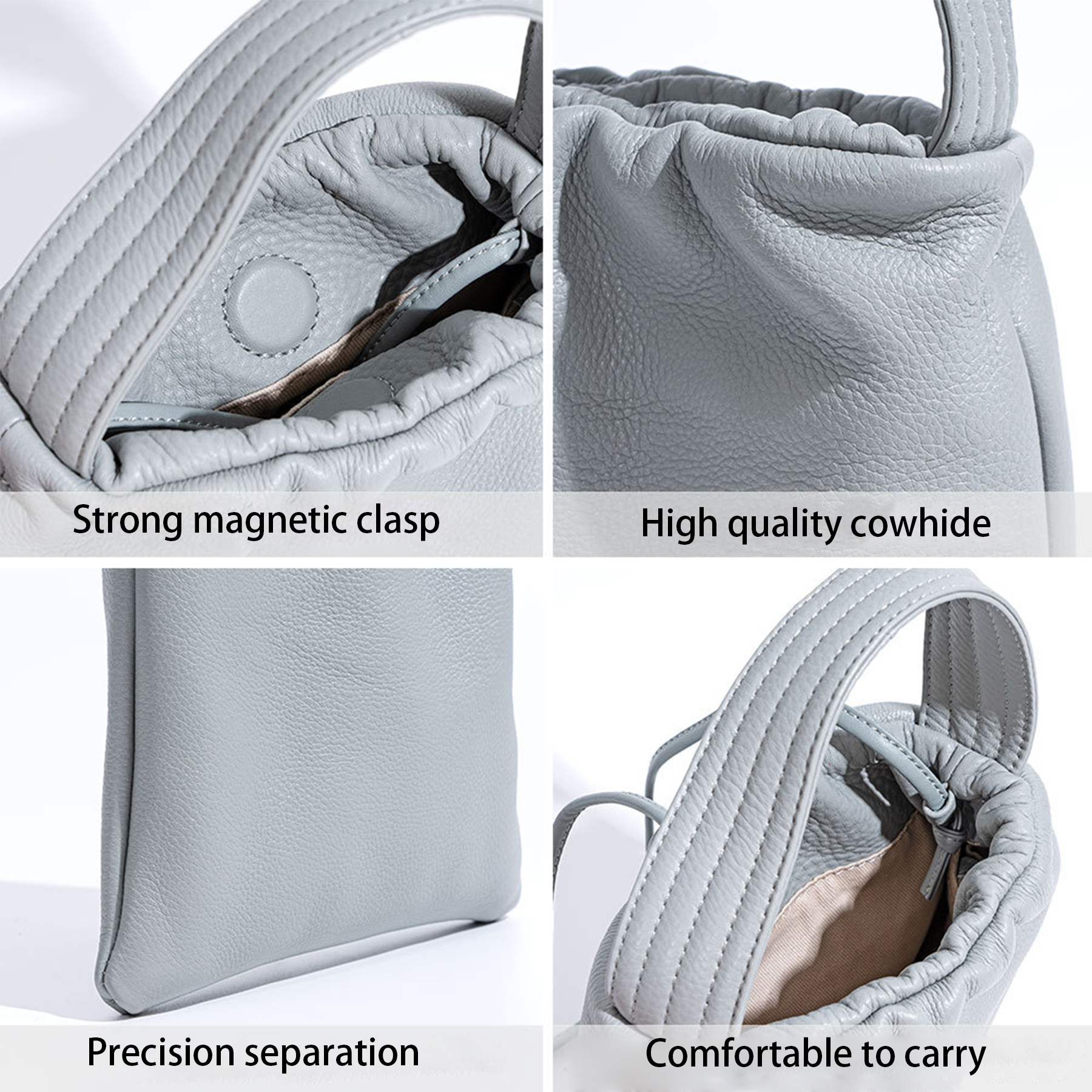 Genuine Leather Simple premium pleated tote bag 5