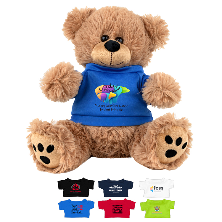 "FRED E. BEAR" LARGE 8" Plush Teddy Bear With Choice of T-Shirt Color 48