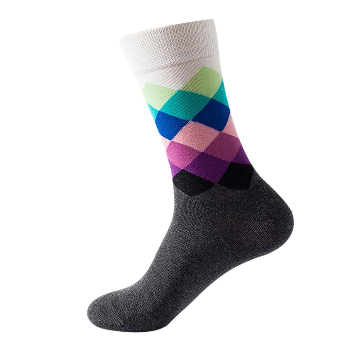 Cotton Crew Socks with Jacquard Pattern 70