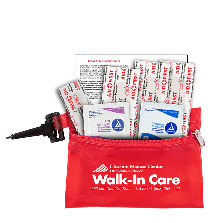 "PARKWAY 7" Piece First Aid Kit inTranslucent Zipper Kit with Plastic Carabiner Attachment 5